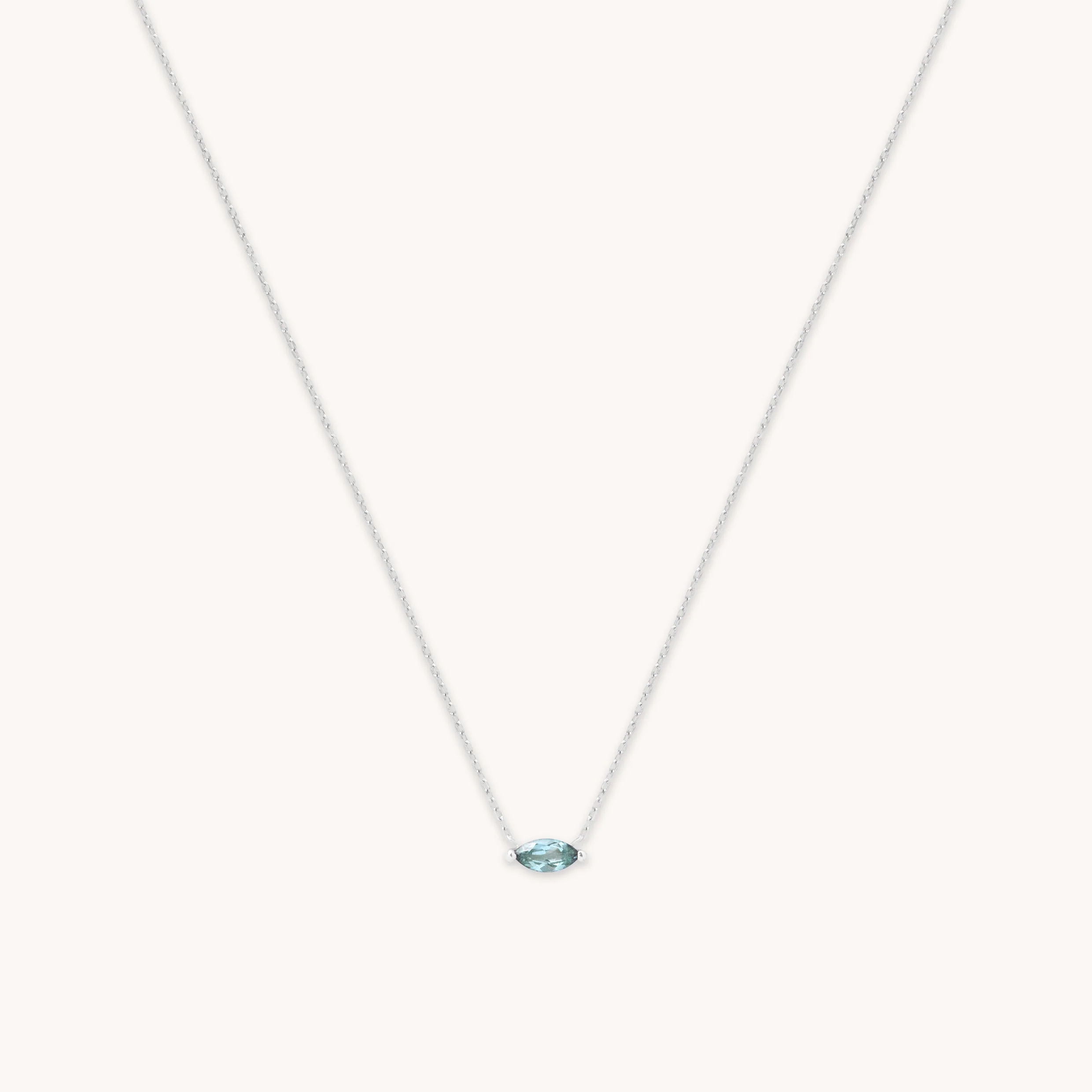 Alexandrite Marquise Necklace in Solid White Gold