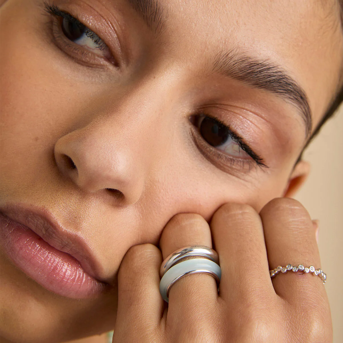 Chalcedony Carved Dome Ring in Silver - Image 4