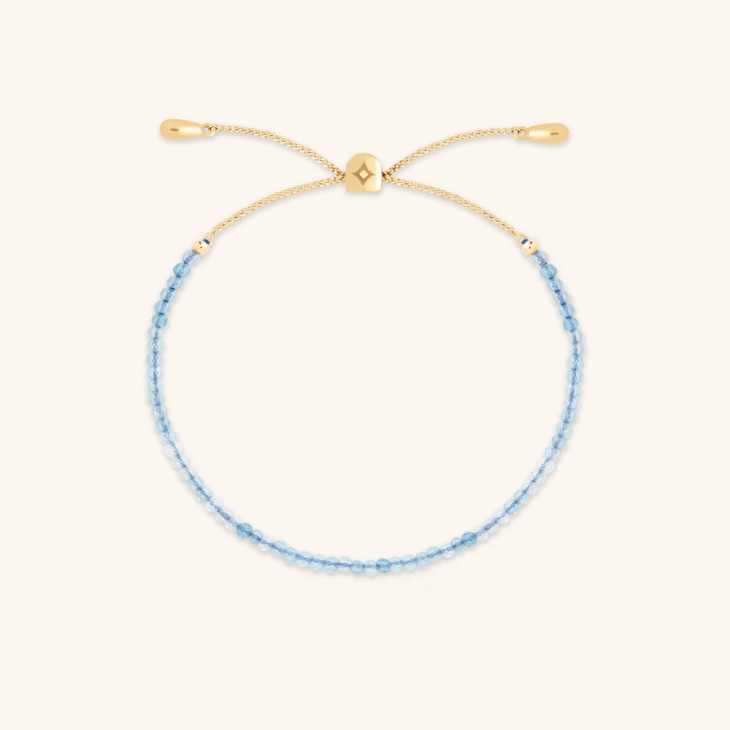 Aquamarine March Beaded Bracelet in Solid Gold