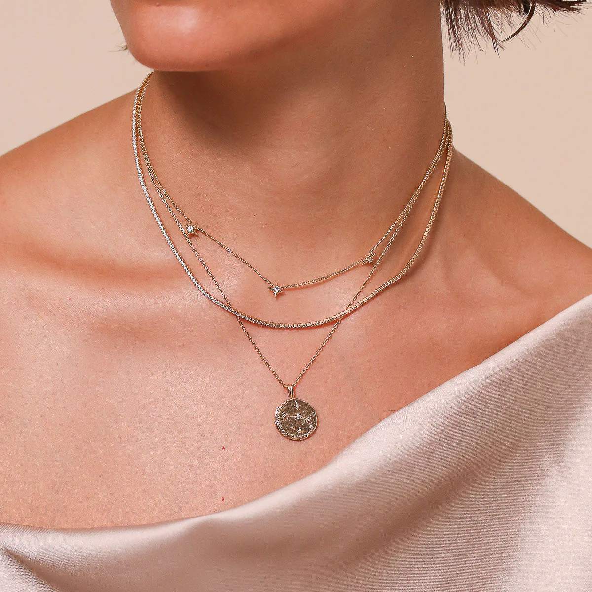 Aries Zodiac Pendant Necklace in Gold - Image 3