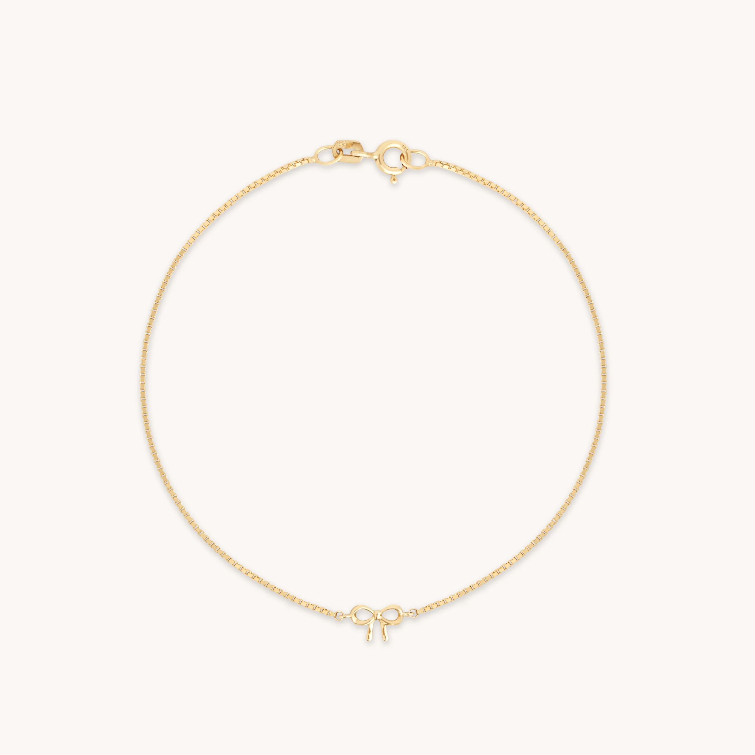 Bow Charm Bracelet in Solid Gold