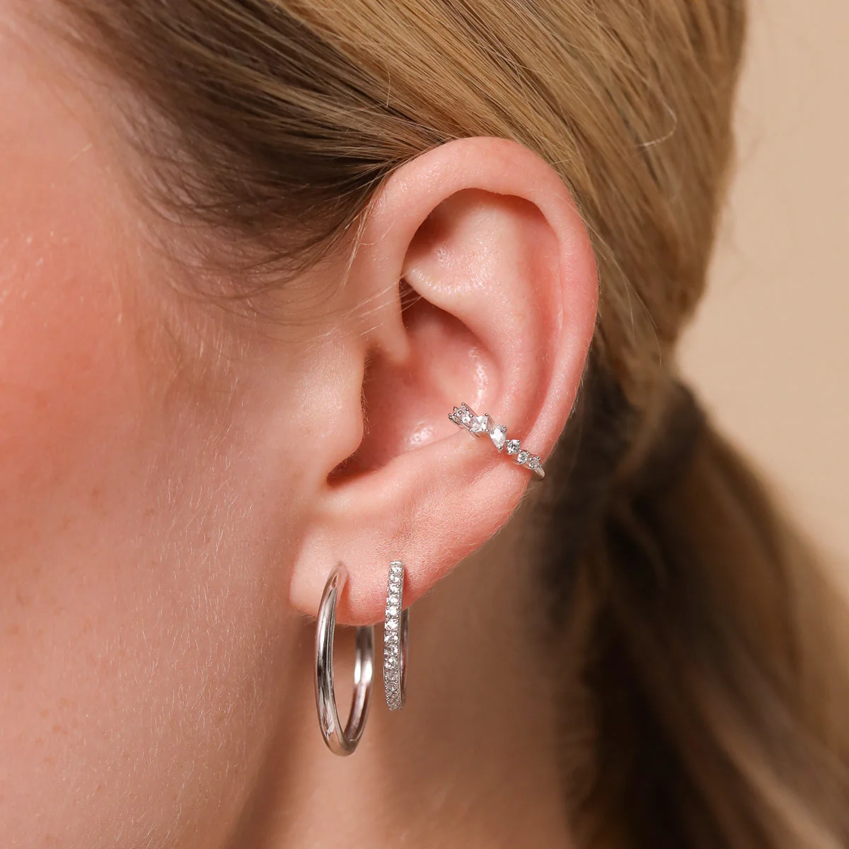 Celestial Crystal Ear Cuff in Silver - Image 2