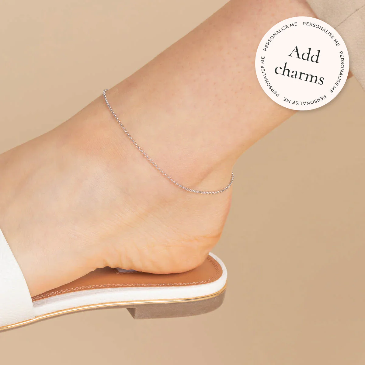 Chelsea Chain Anklet in Solid White Gold - Image 2