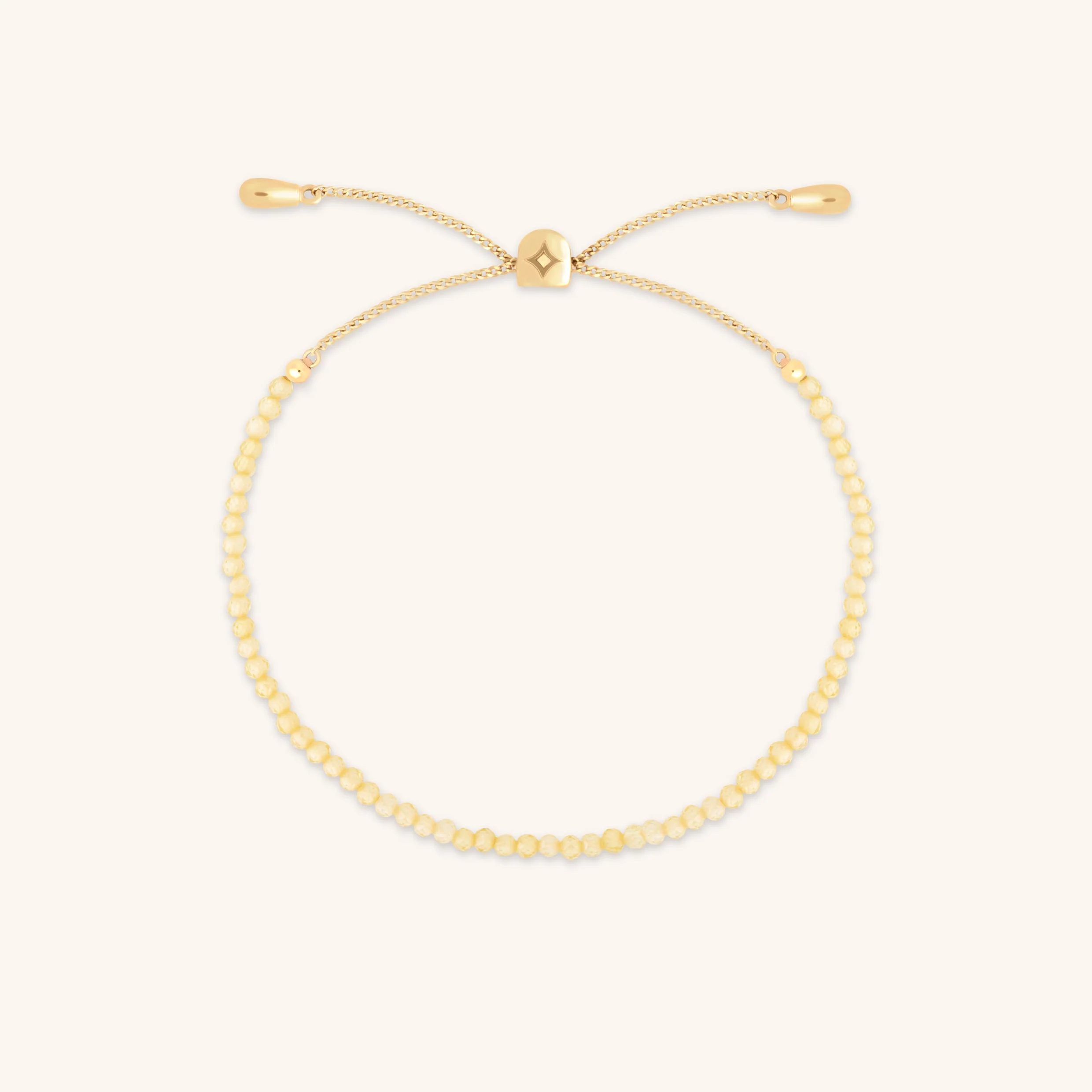 Citrine November Beaded Bracelet in Solid Gold