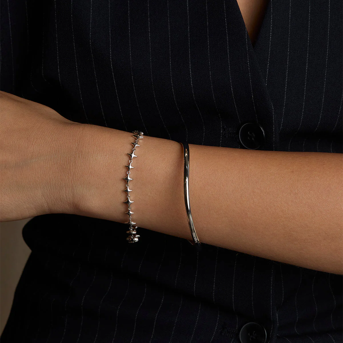 Cosmic Star Chain Bracelet in Silver - Image 3