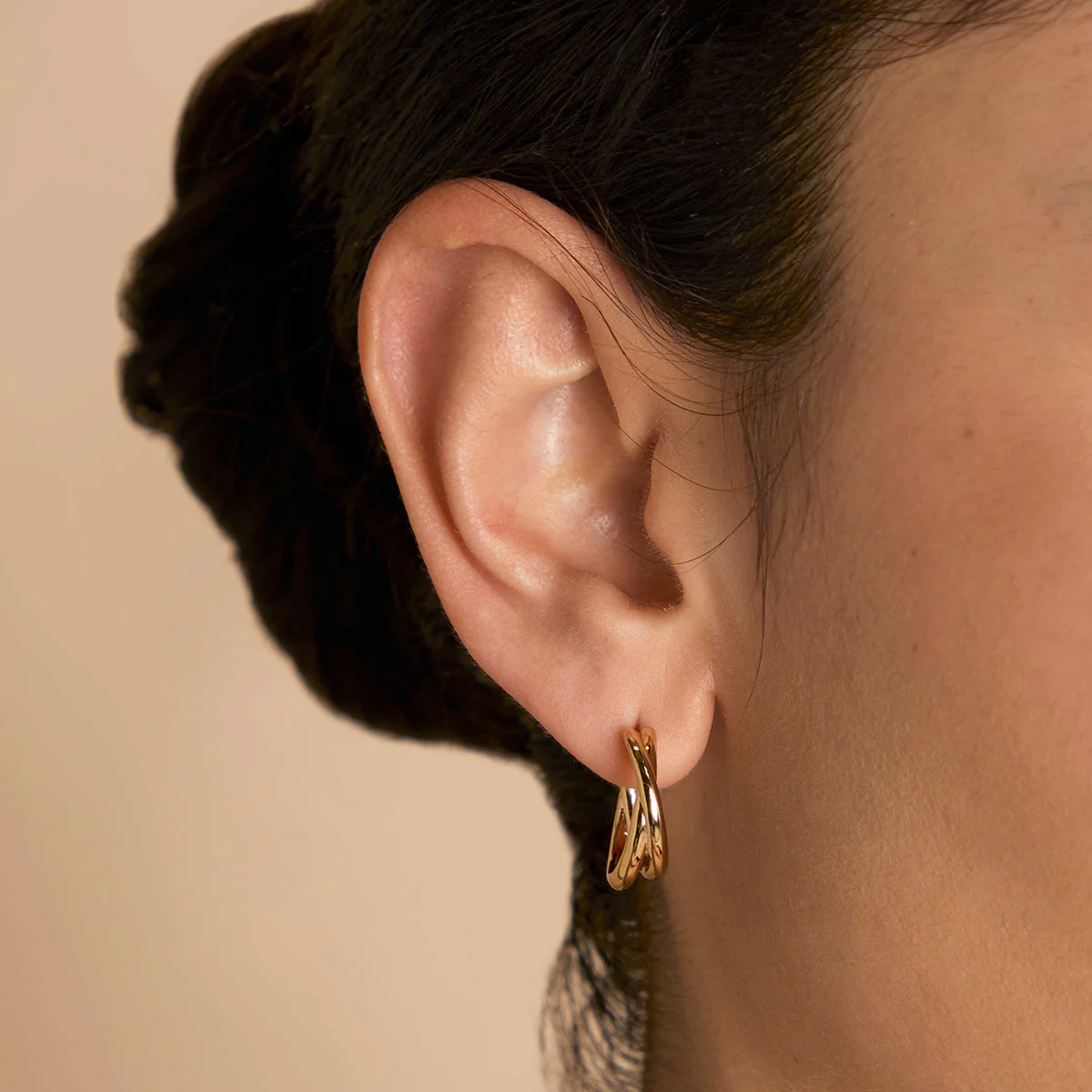 Crossover Illusion Hoops in Gold - Image 2
