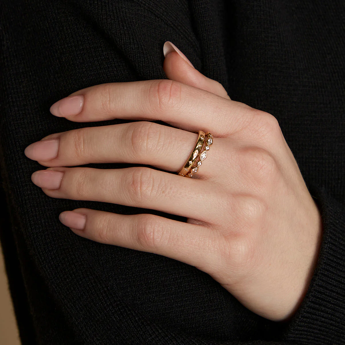 Crystal Band Ring Stacking Set in Gold - Image 2