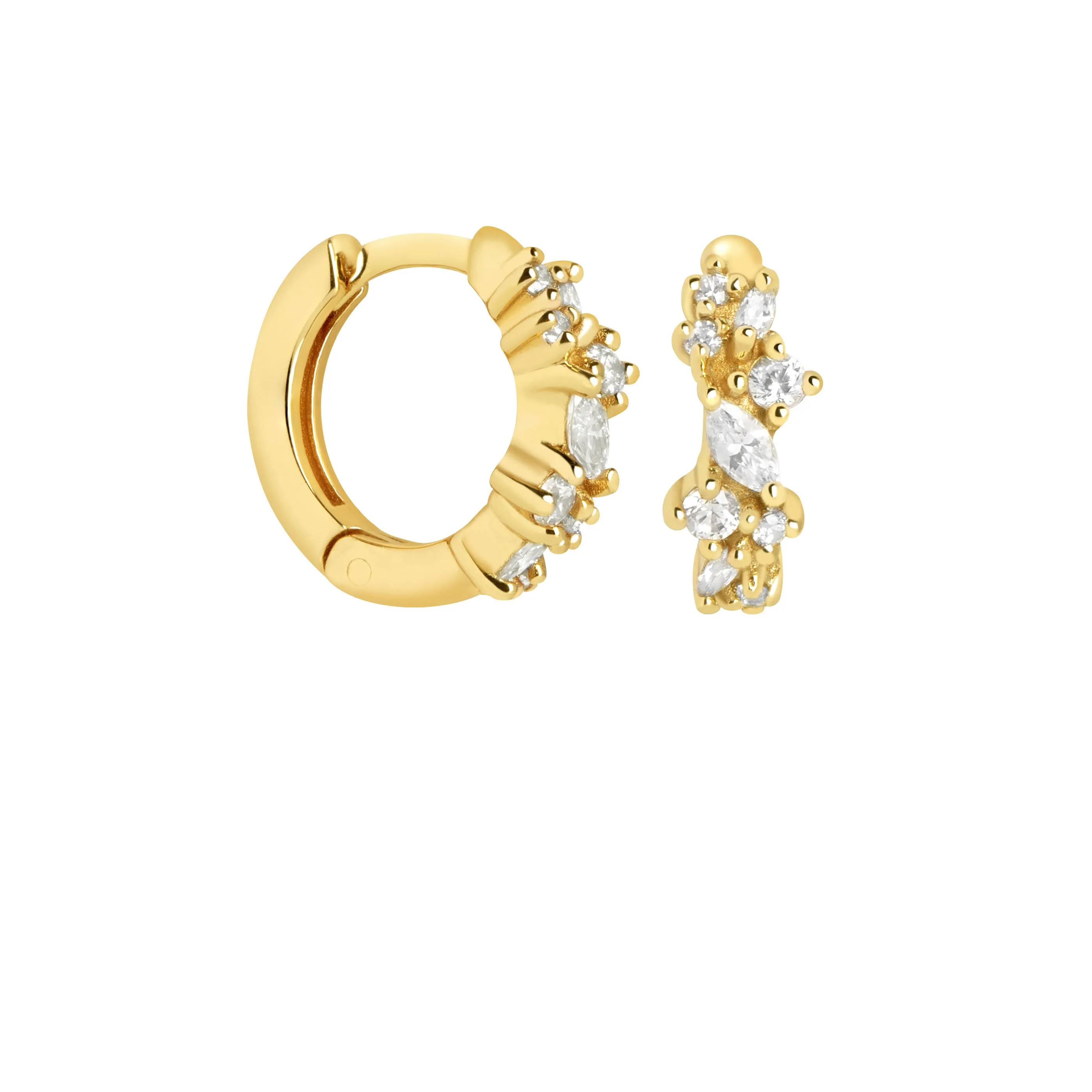 Crystal Cluster Huggies in Gold - Image 5