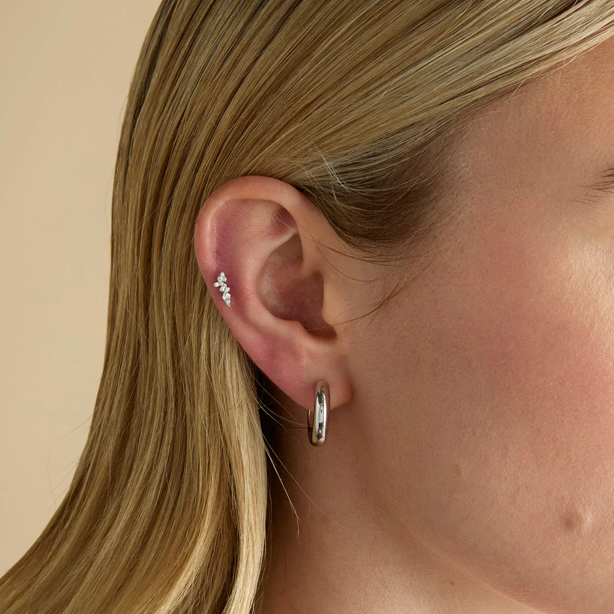 Crystal Marquise Cluster Titanium Piercing Stud in Platinum - Image 2