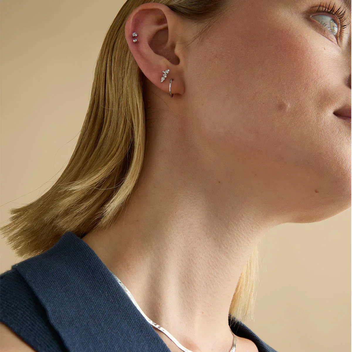 Crystal Marquise Cluster Titanium Piercing Stud in Platinum - Image 3