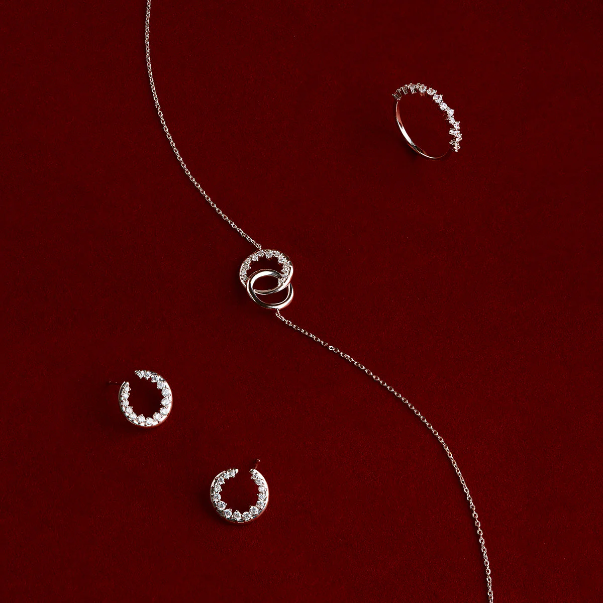 Crystal Scatter Band Ring in Silver - Image 4
