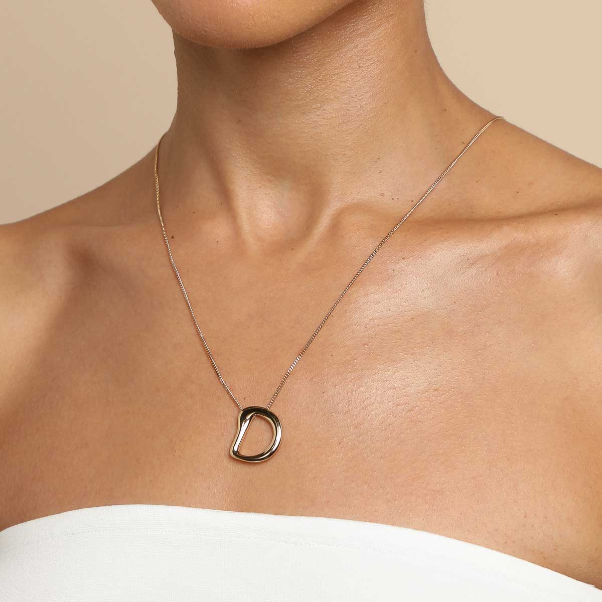 D Initial Bold Pendant Necklace in Gold - Image 2