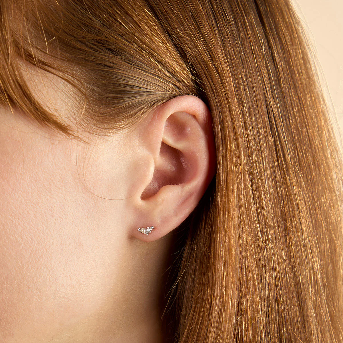 Diamond & Pearl Climber Studs in Solid Gold - Image 2