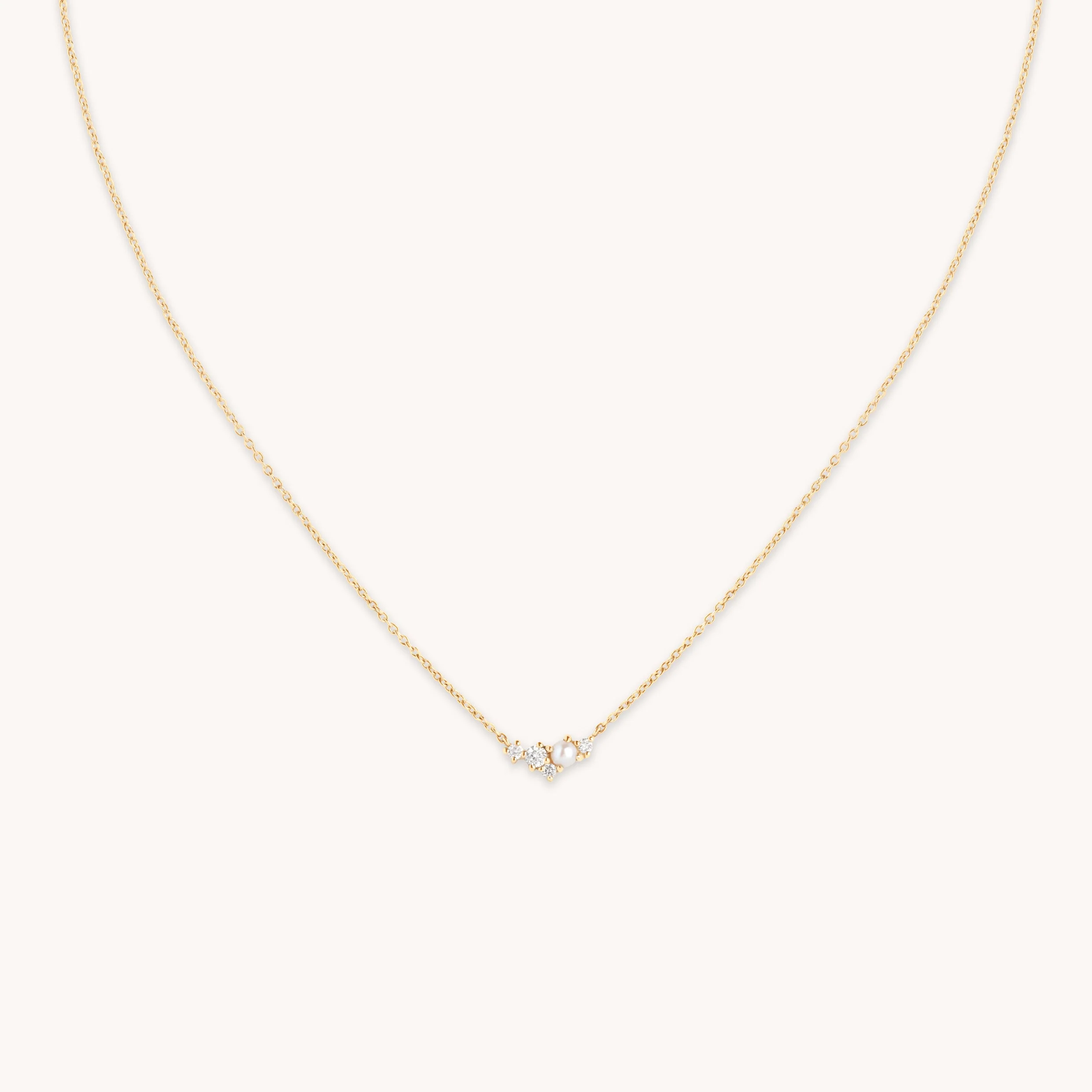 Diamond & Pearl Pendant Necklace in Solid Gold