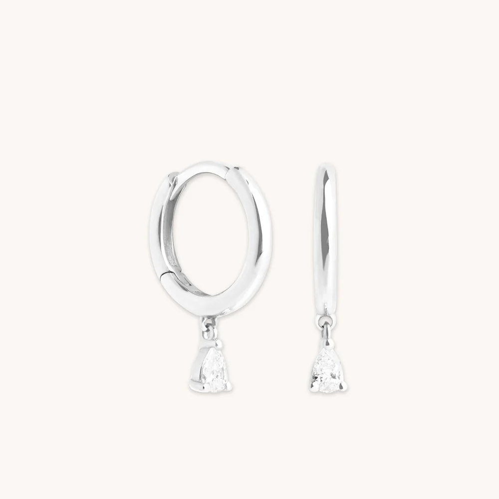 Diamond Charm Huggies in Solid White Gold - Image 7