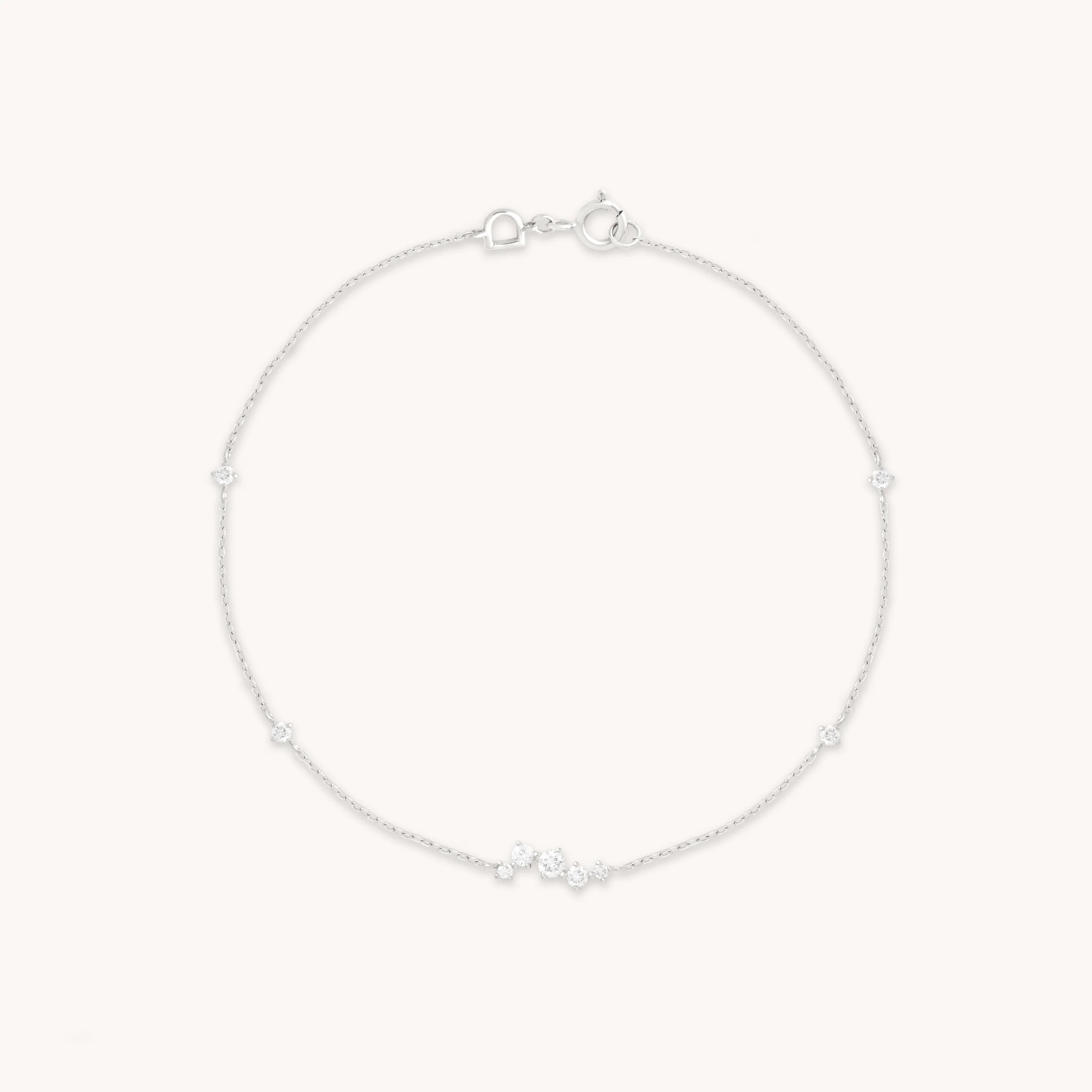 Diamond Cluster Bracelet in Solid White Gold