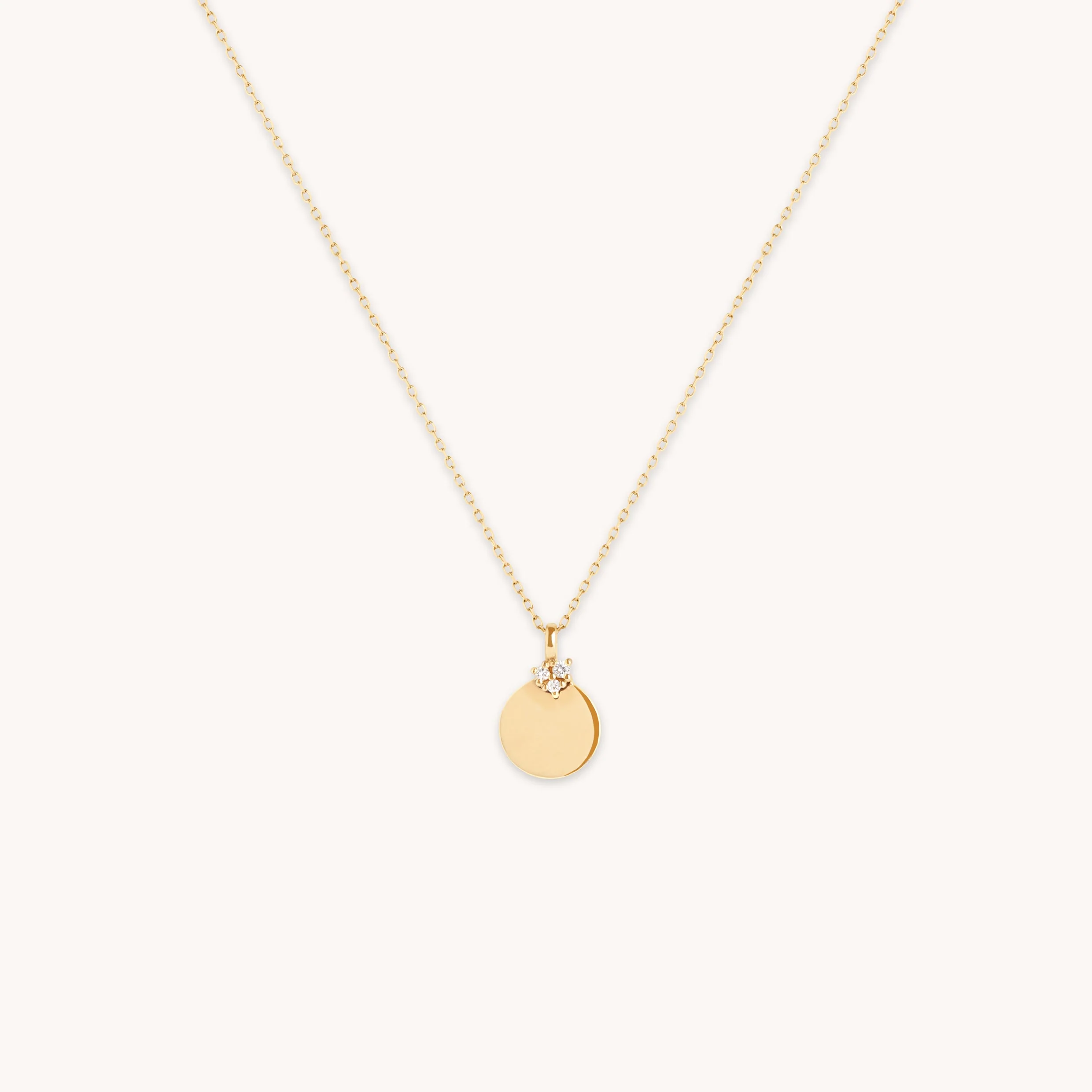 Diamond Coin Pendant Necklace in Solid Gold
