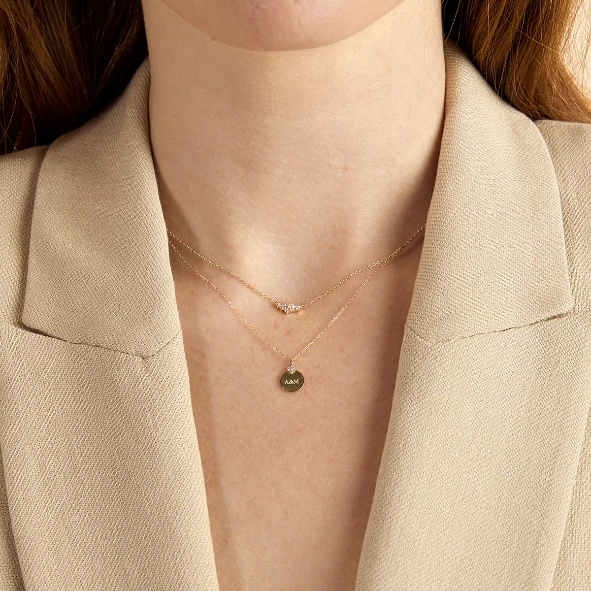 Diamond Coin Pendant Necklace in Solid Gold - Image 3