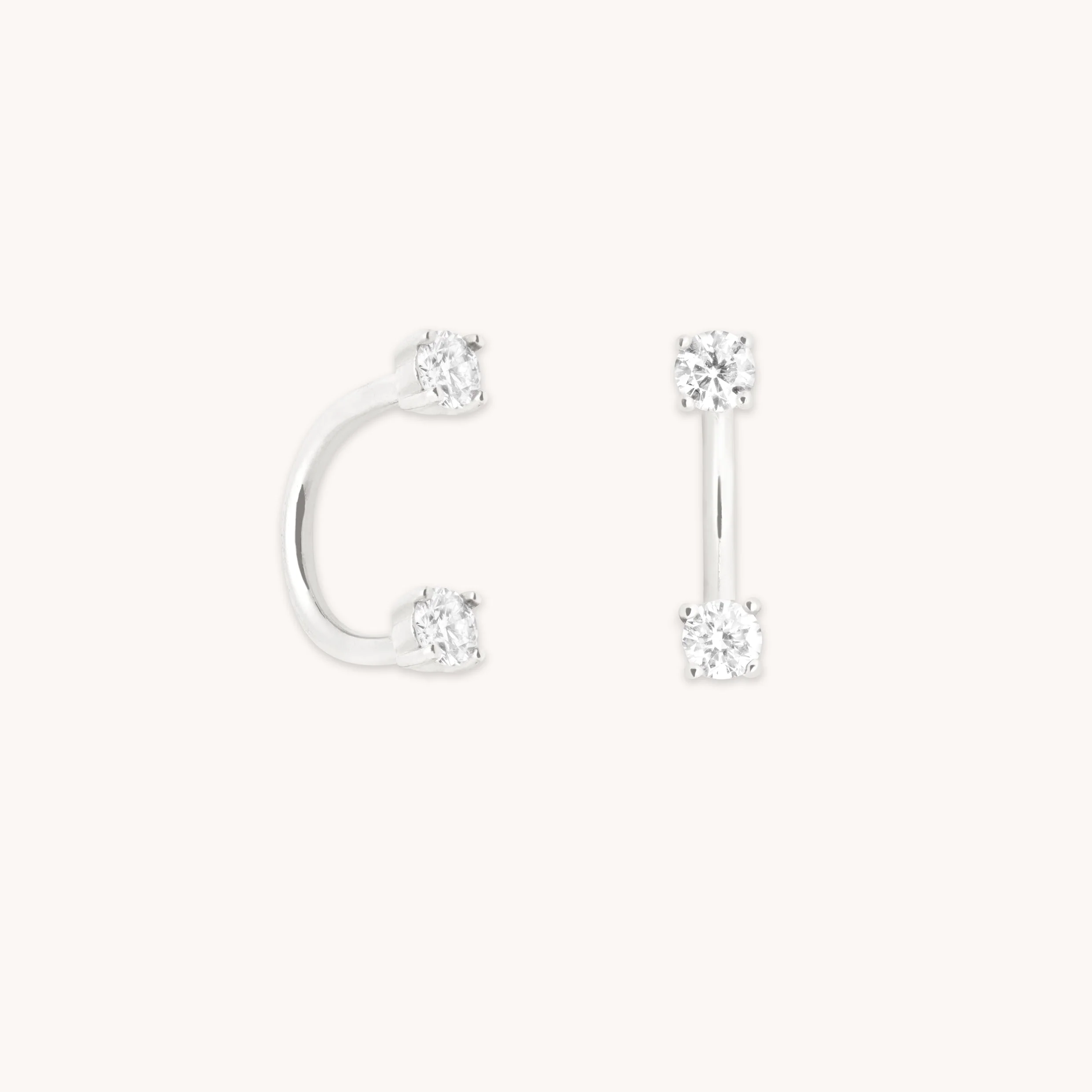 Diamond Ear Jacket in Solid White Gold