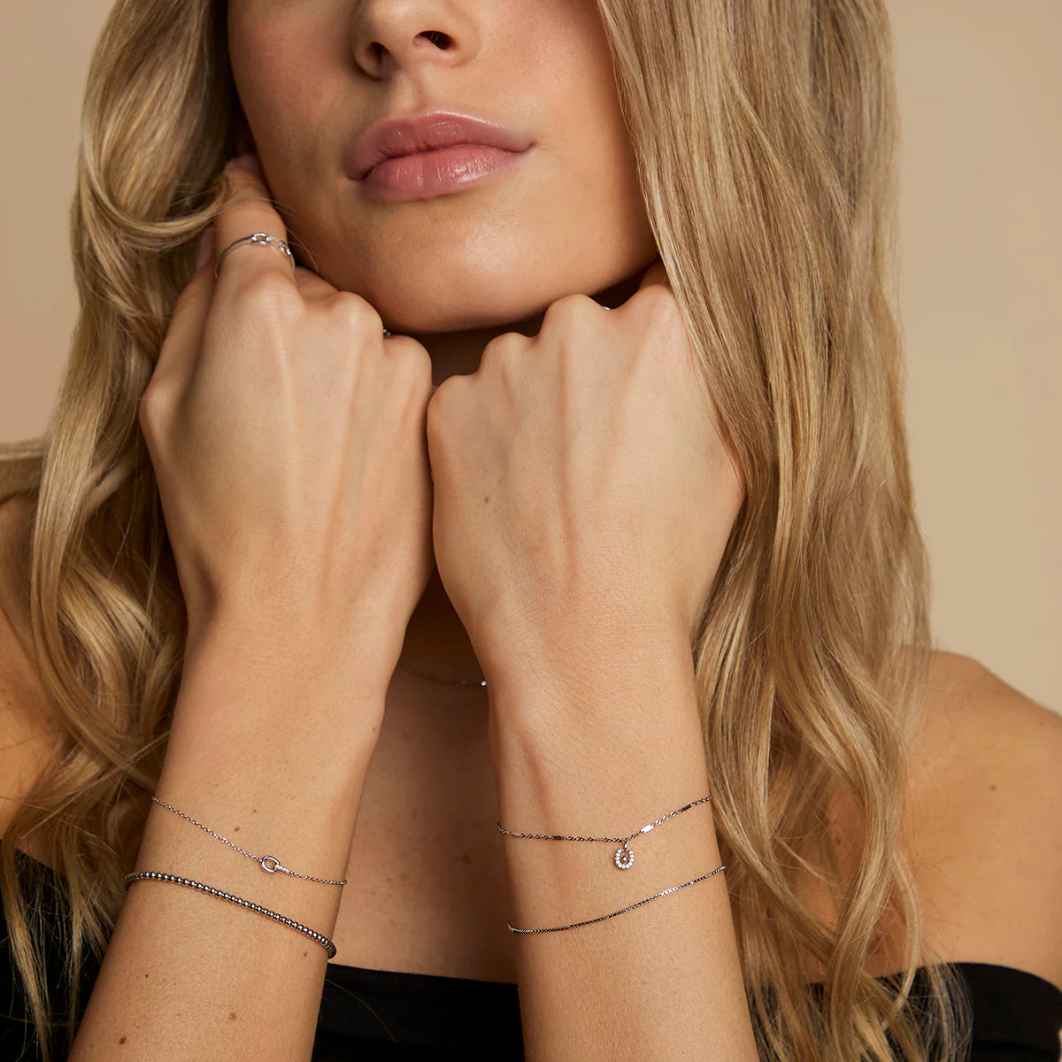 Diamond Hardware Pendant Bracelet in Solid White Gold - Image 4