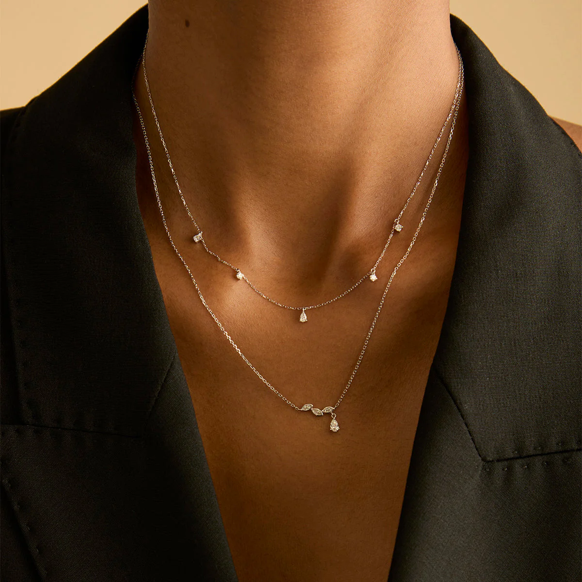 Diamond Marquise Drop Pendant Necklace in Solid White Gold - Image 3