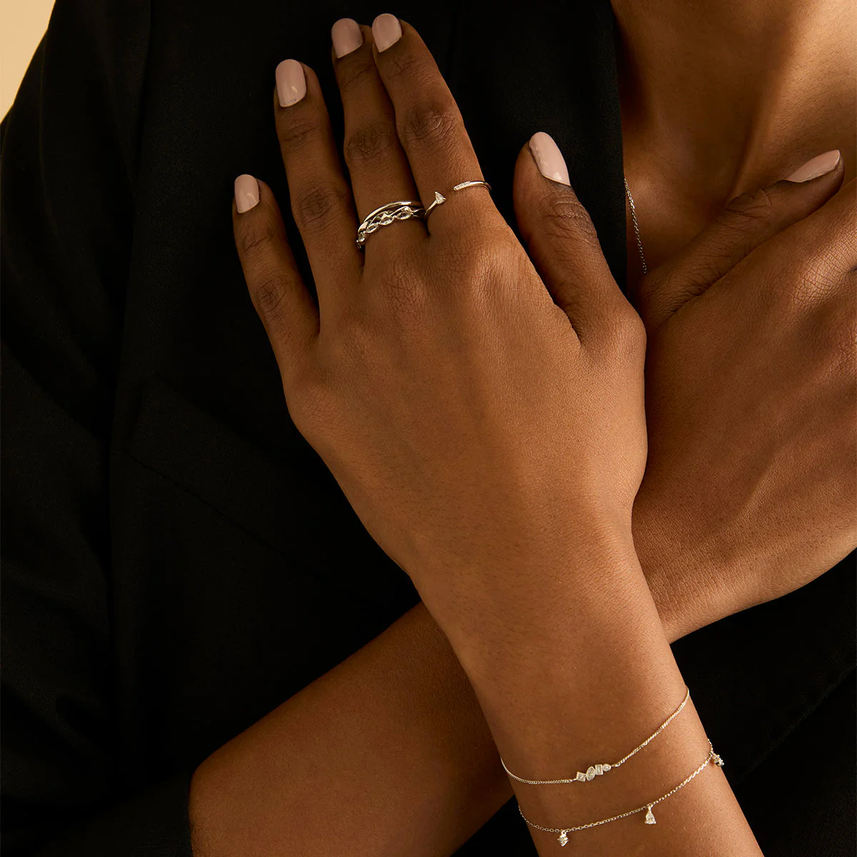 Diamond Pear Open Ring in Solid White Gold - Image 5