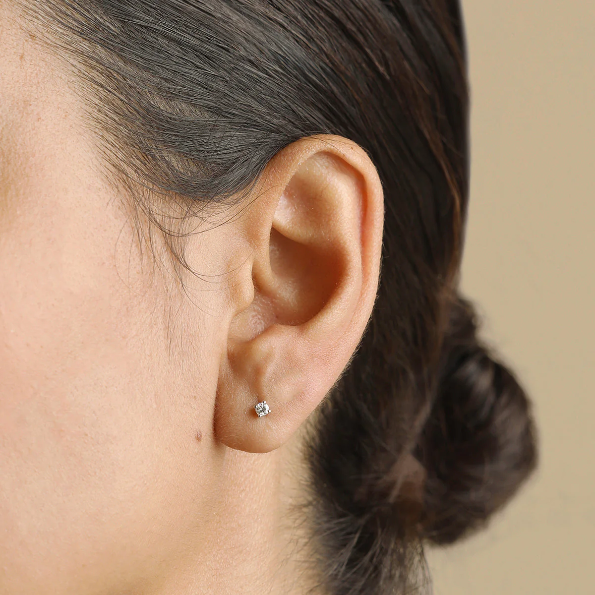 Diamond Solitaire Stud Earrings in Solid White Gold - Image 2