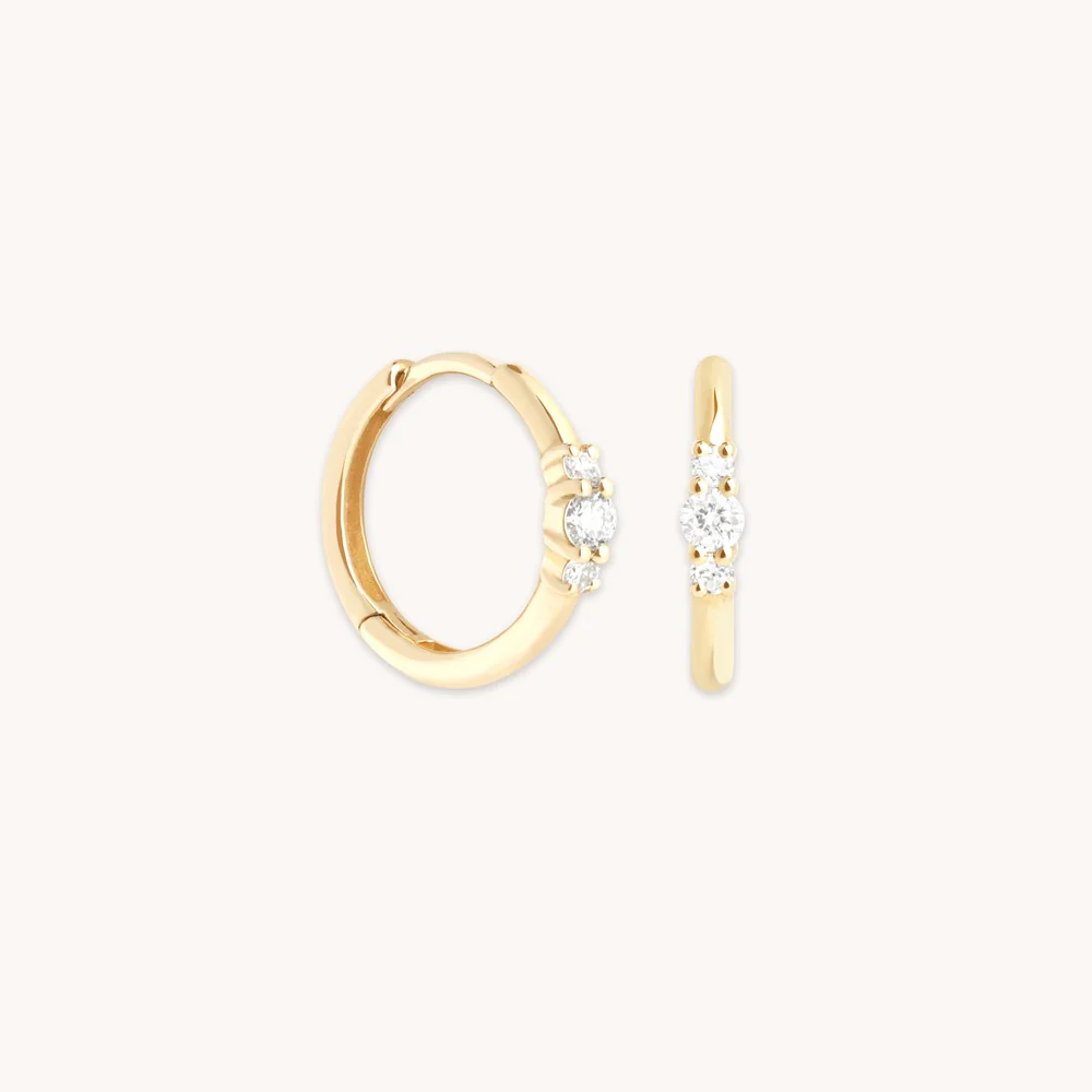 Diamond Trilogy Hoops in Solid Gold - Image 3