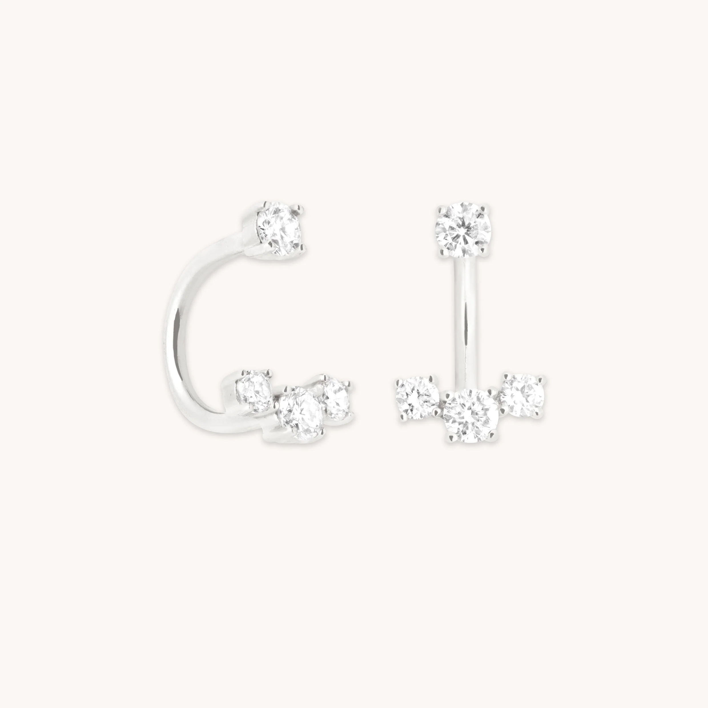 Diamond Trio Ear Jacket in Solid White Gold