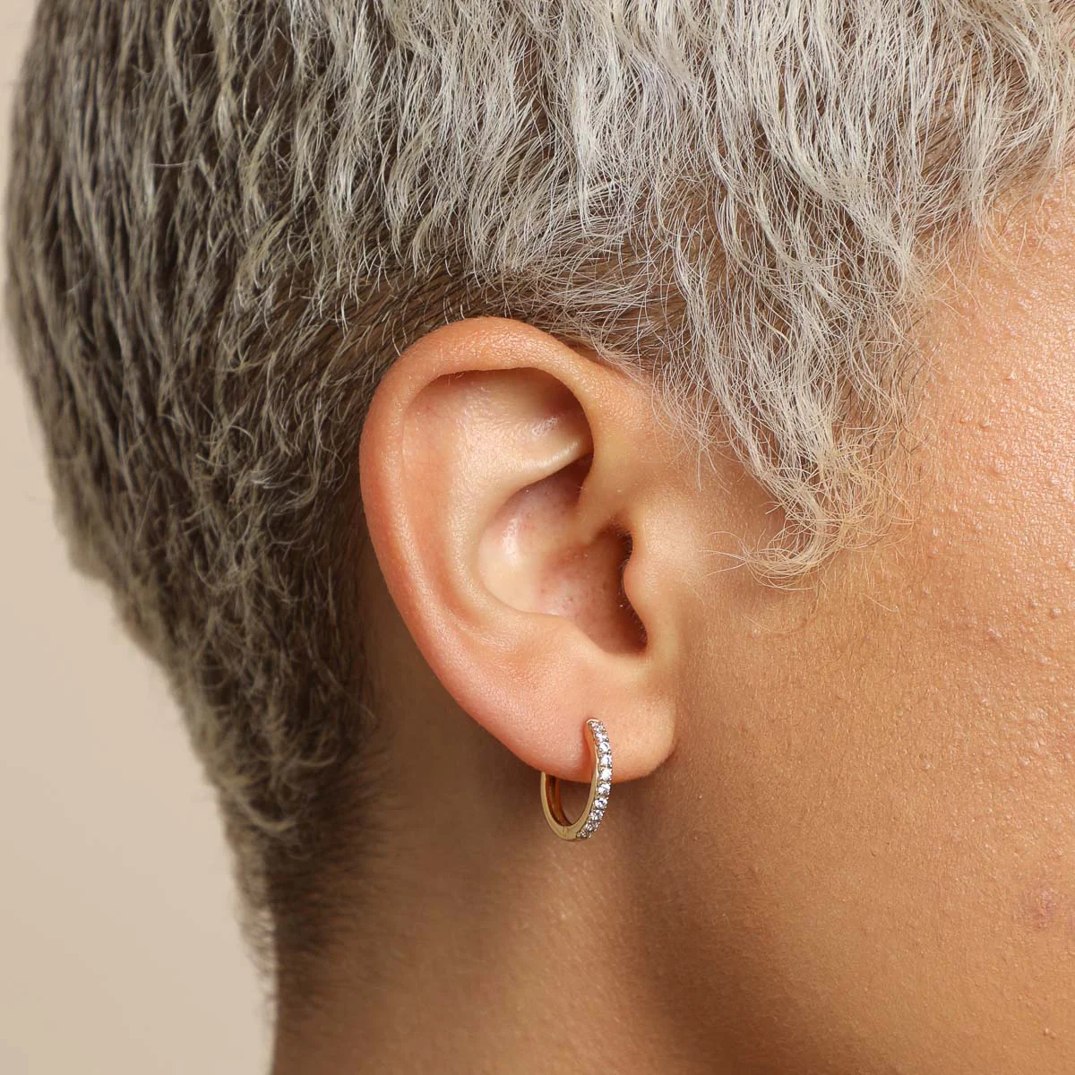 Essential Crystal Small Hoops in Gold - Image 4