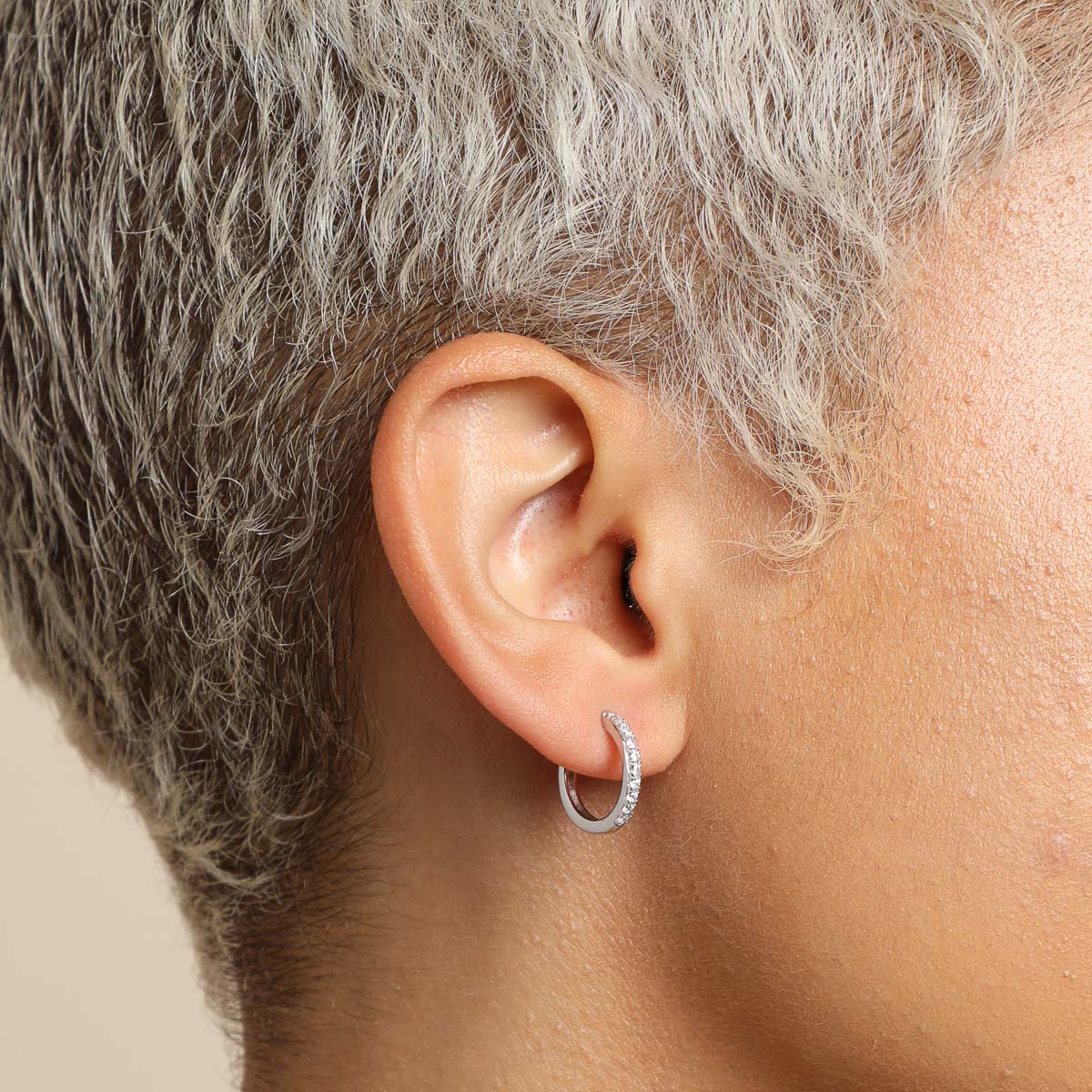Essential Crystal Small Hoops in Silver - Image 4