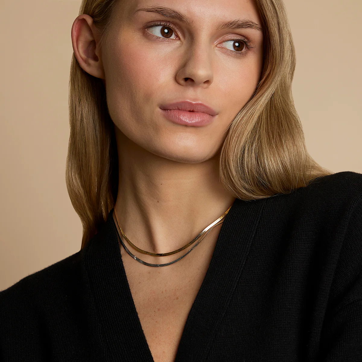 Essential Snake Chain Necklace Stacking  Set in Mixed Metal - Image 3