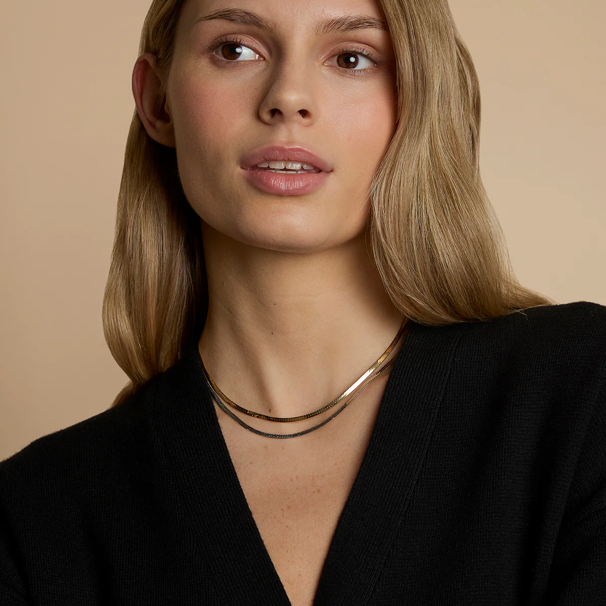 Essential Snake Chain Necklace Stacking  Set in Mixed Metal - Image 4