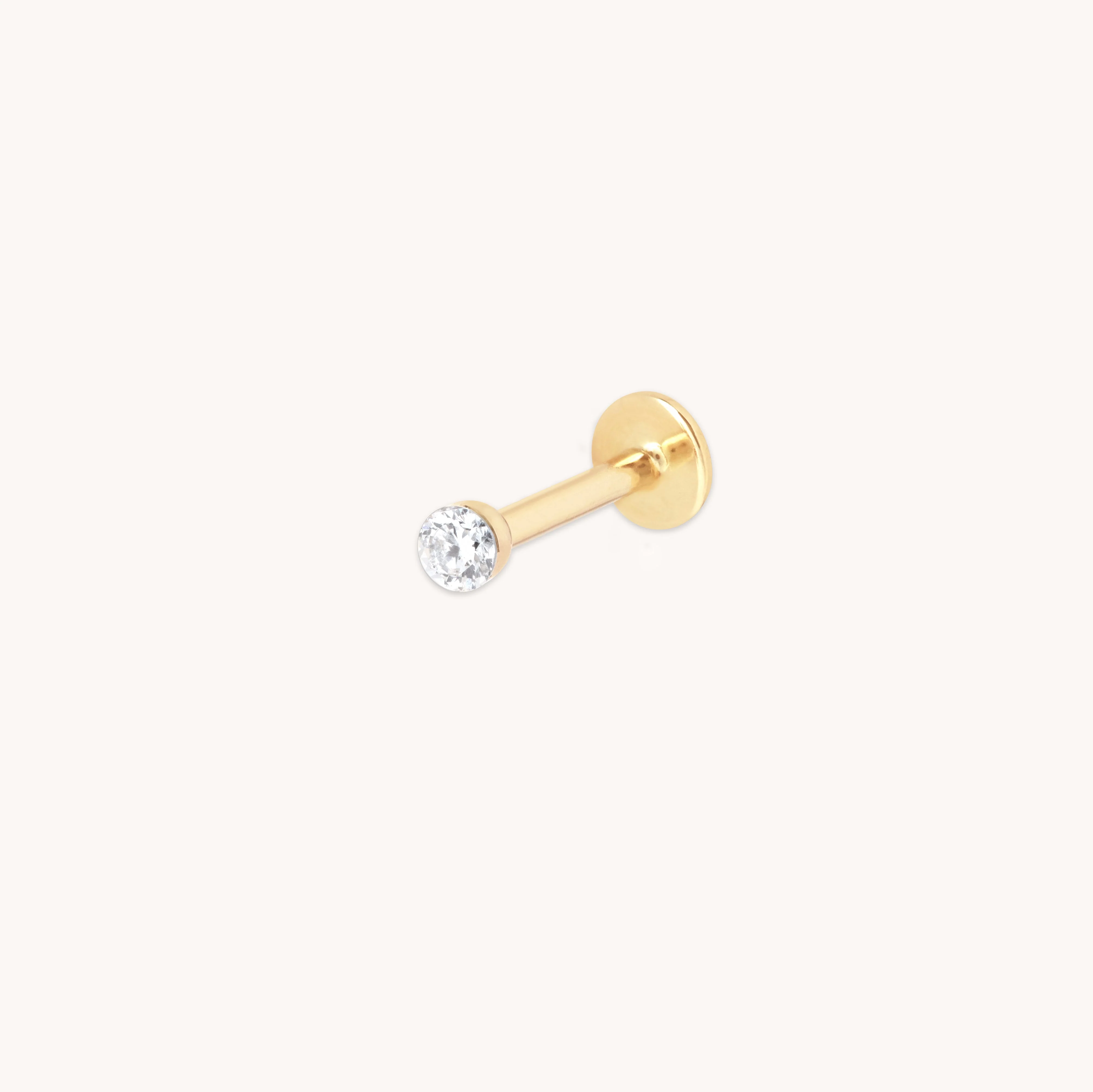 Floating Diamond Medium Piercing Stud in Solid Gold