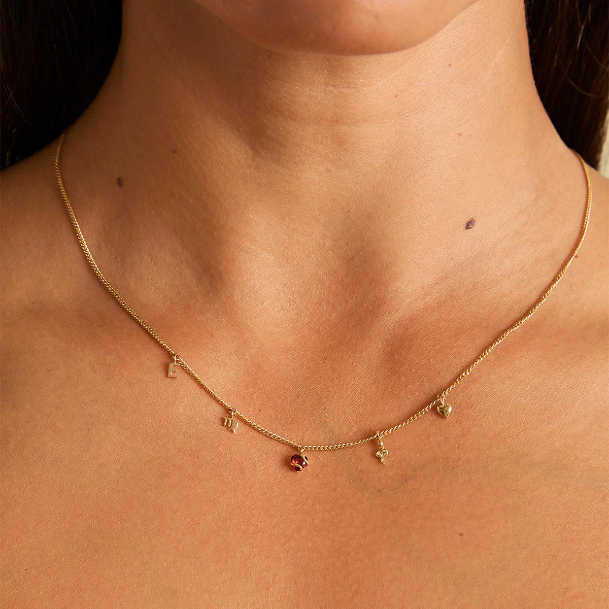 Garnet Heart & Snake Charm 9k Gold - Image 2
