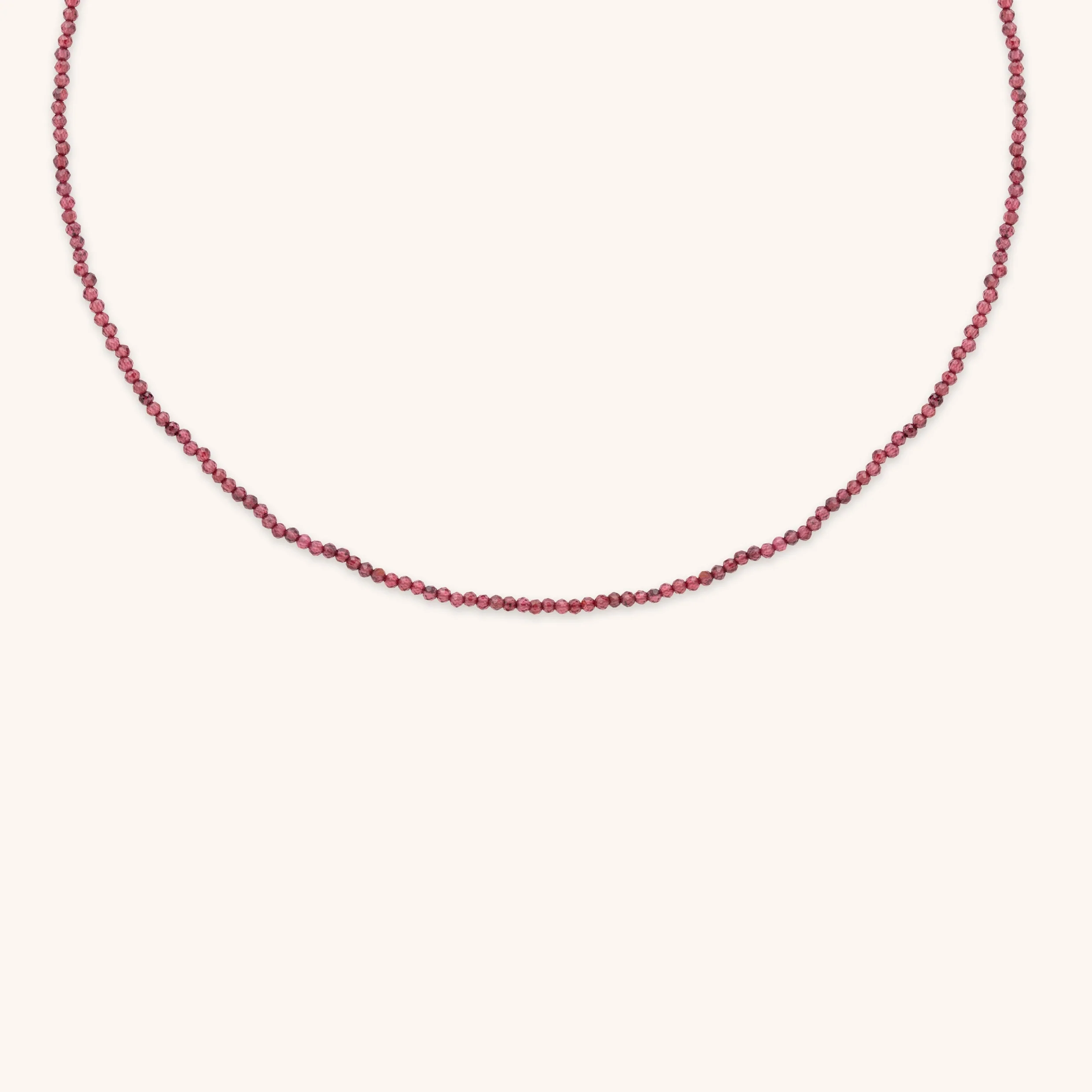 Garnet January Beaded Necklace in Solid Gold