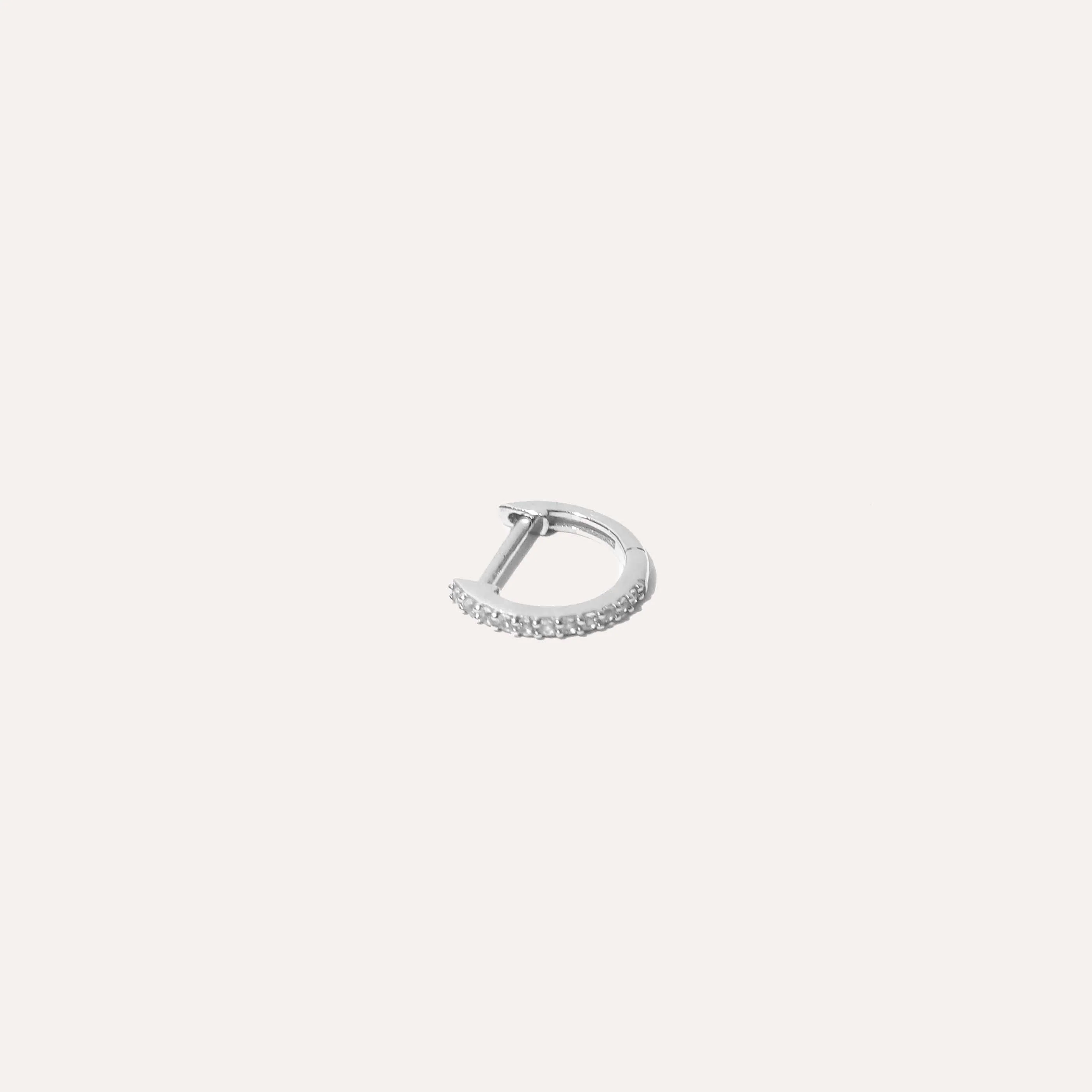 Gem Piercing Hoop in Solid White Gold - Image 2