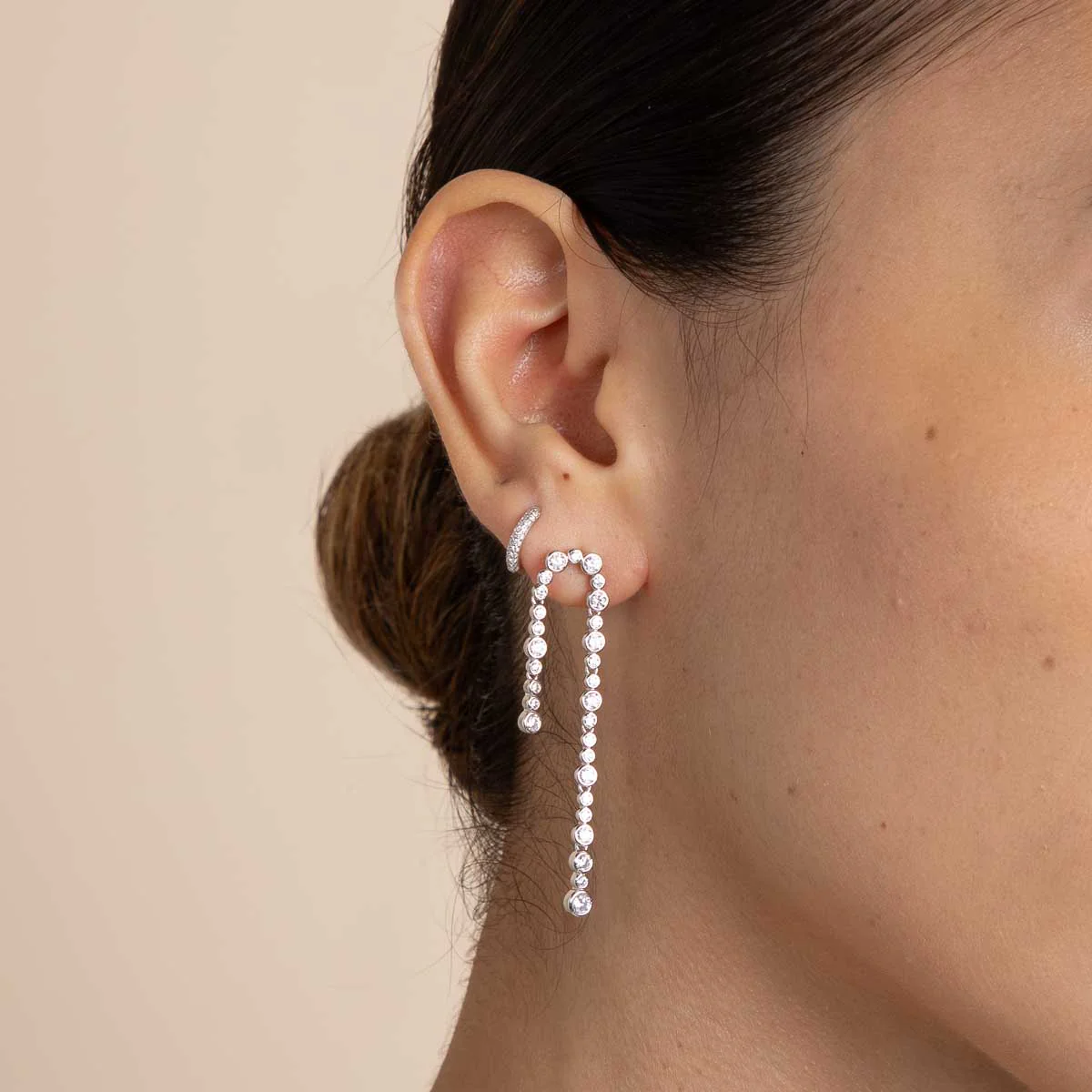 Gleam Crystal Drop Studs in Silver - Image 3