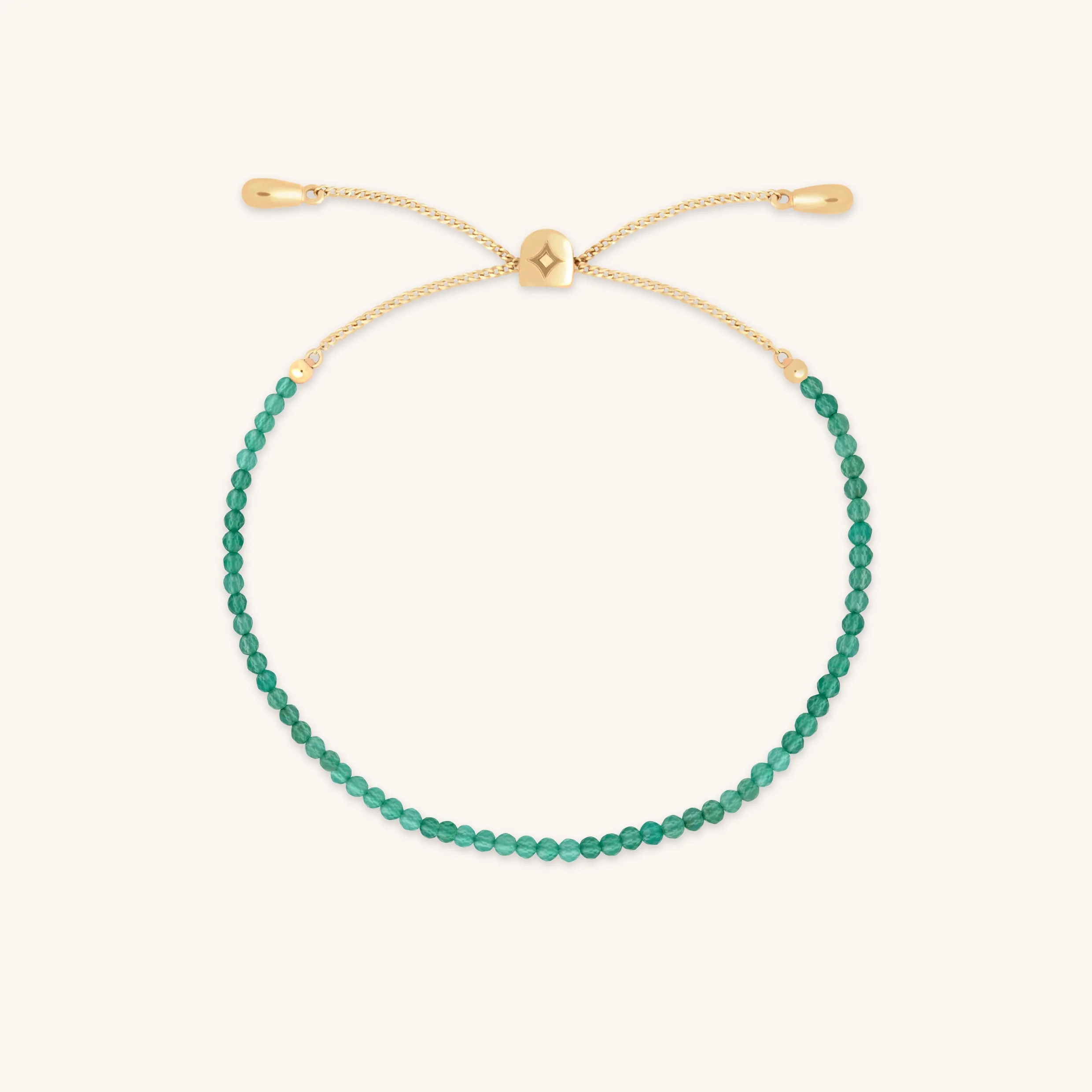 Agate May Beaded Birthstone Bracelet in Solid Gold