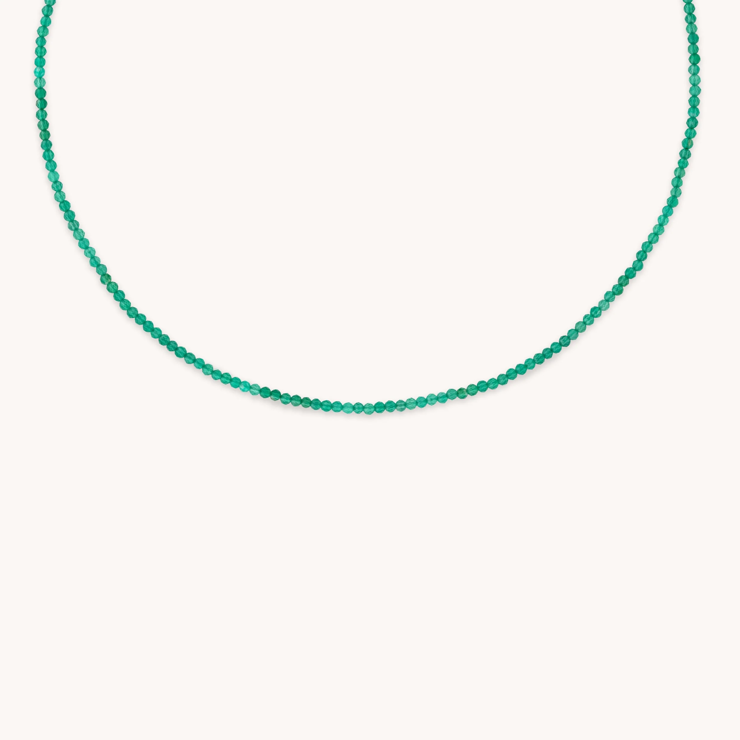 Agate May Beaded Birthstone Necklace in Solid Gold