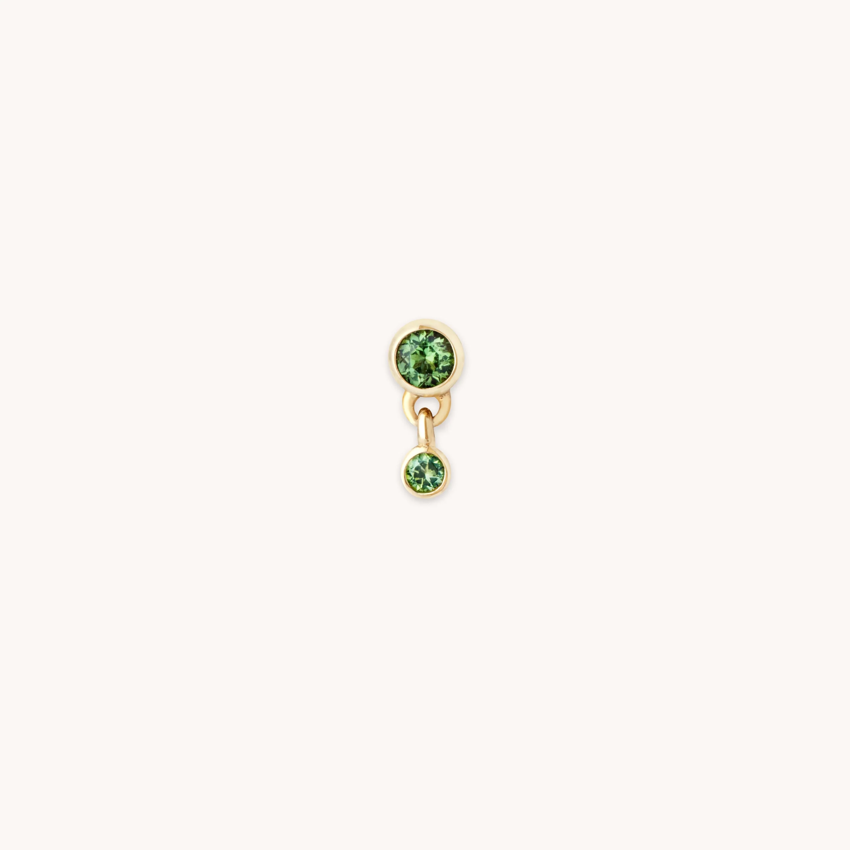 Green Tourmaline Double Piercing Stud in Solid Gold - Image 3