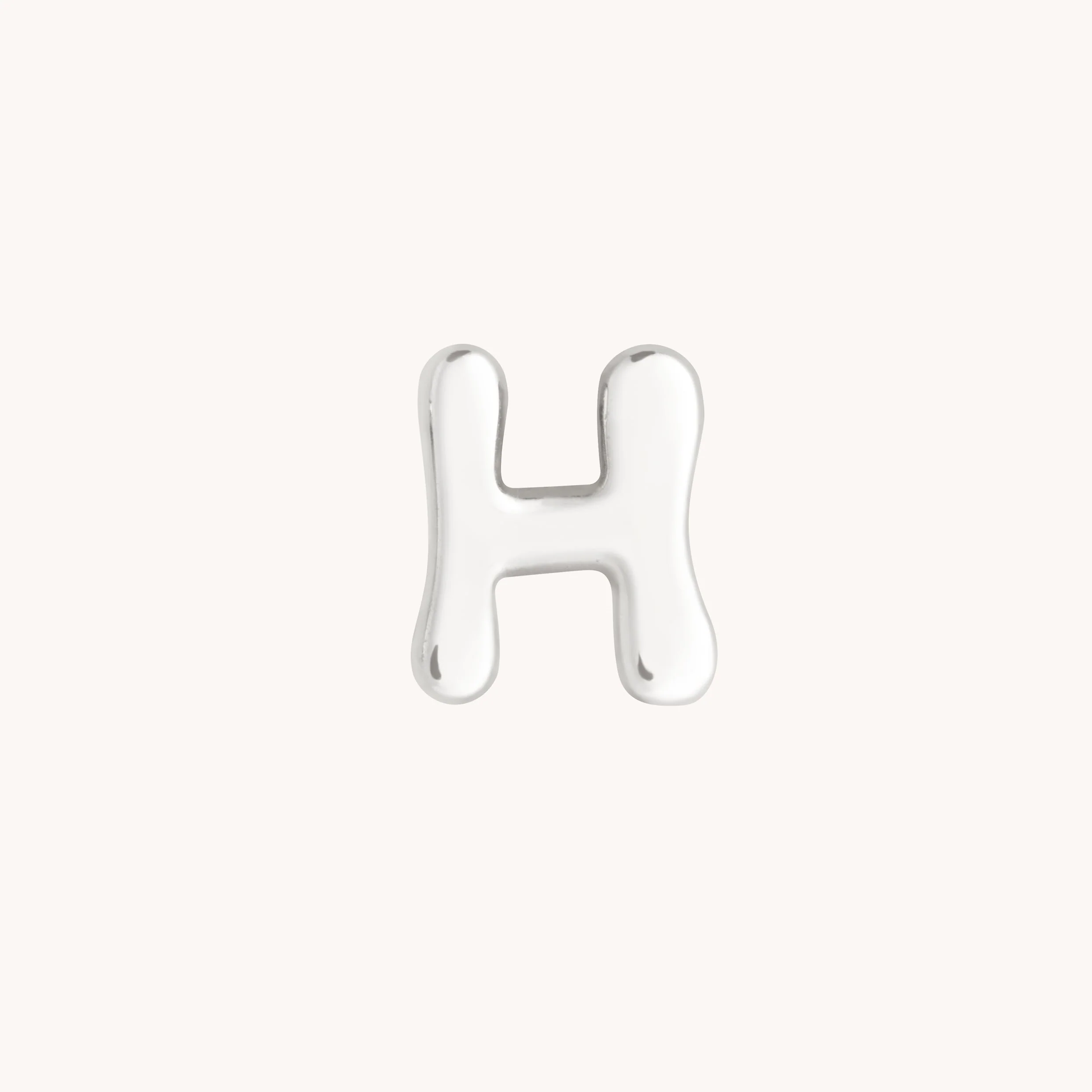 H Initial Click Charm in Solid White Gold