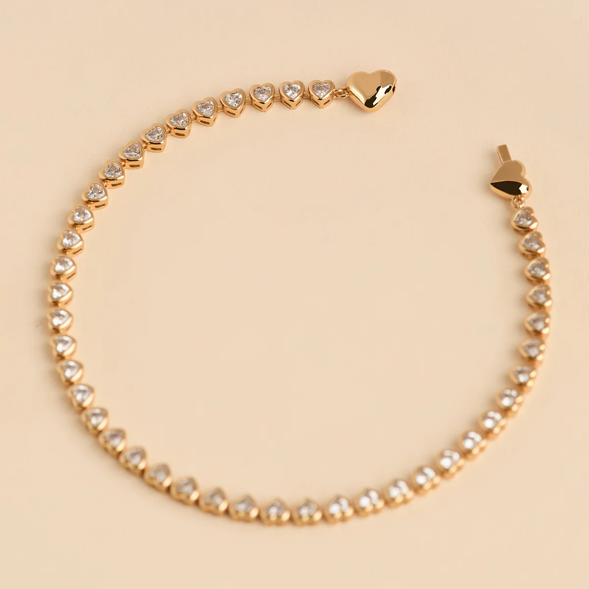 Heart Bezel Tennis Bracelet in Gold - Image 4