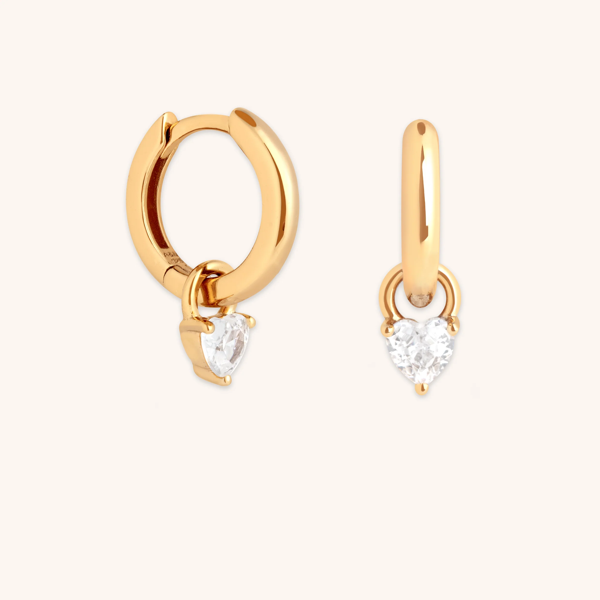 Heart Crystal Charm Huggies in Gold - Image 7