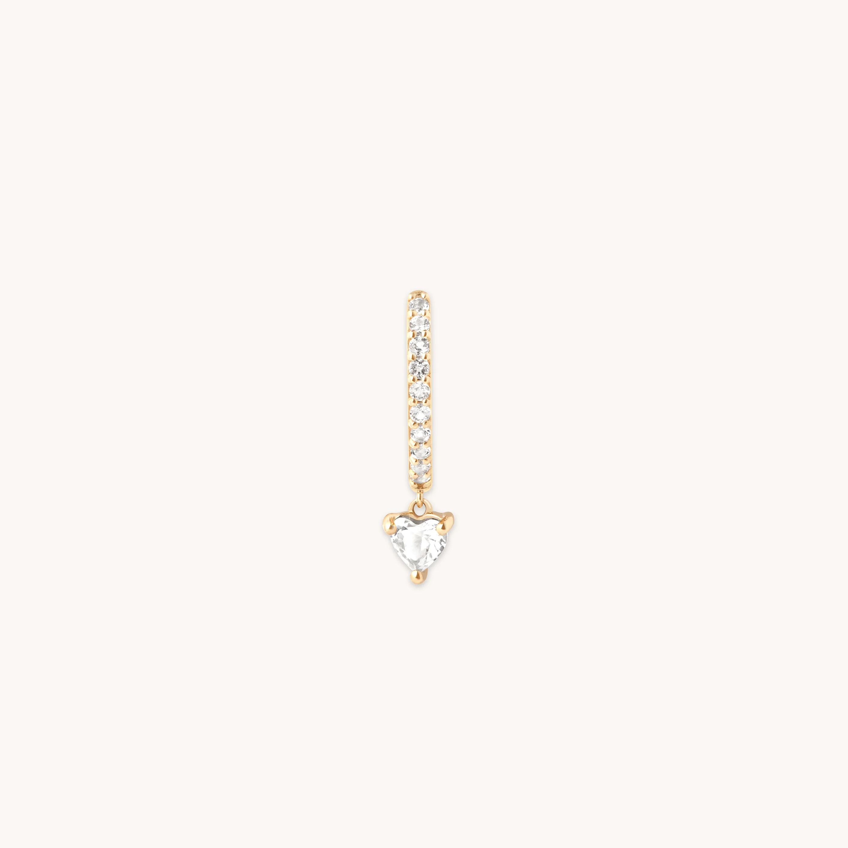Heart Gem Drop Piercing Hoop in Solid Gold - Image 4