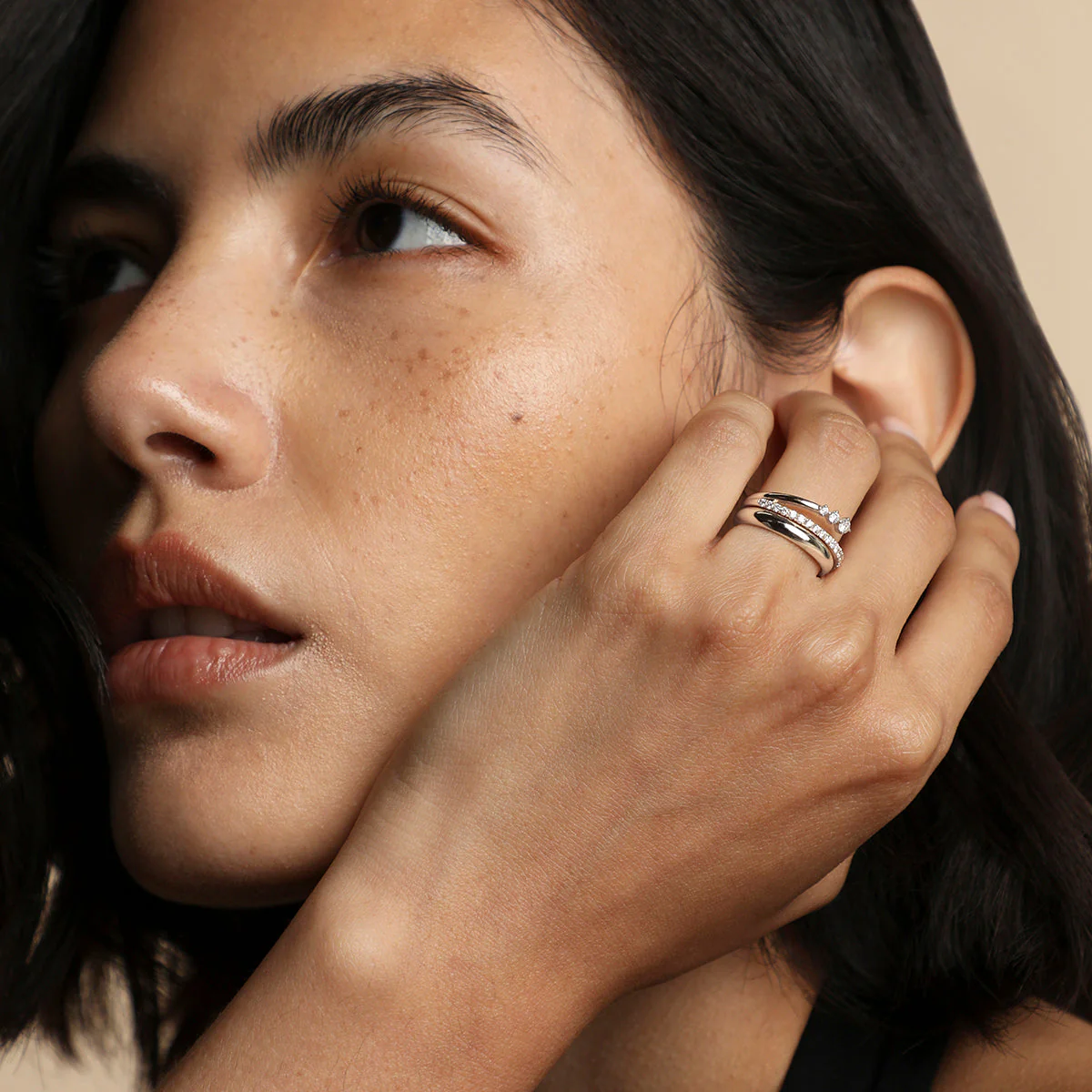 Hidden Diamond Milestone Ring in Solid White Gold - Image 5