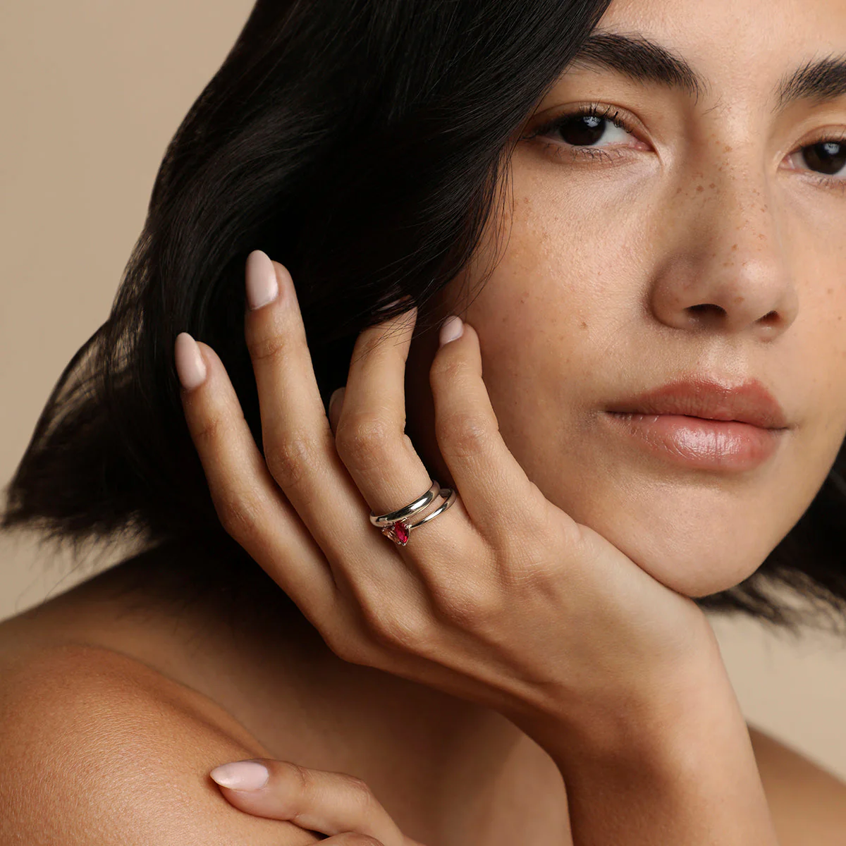 Hidden Diamond Milestone Ring in Solid White Gold - Image 6