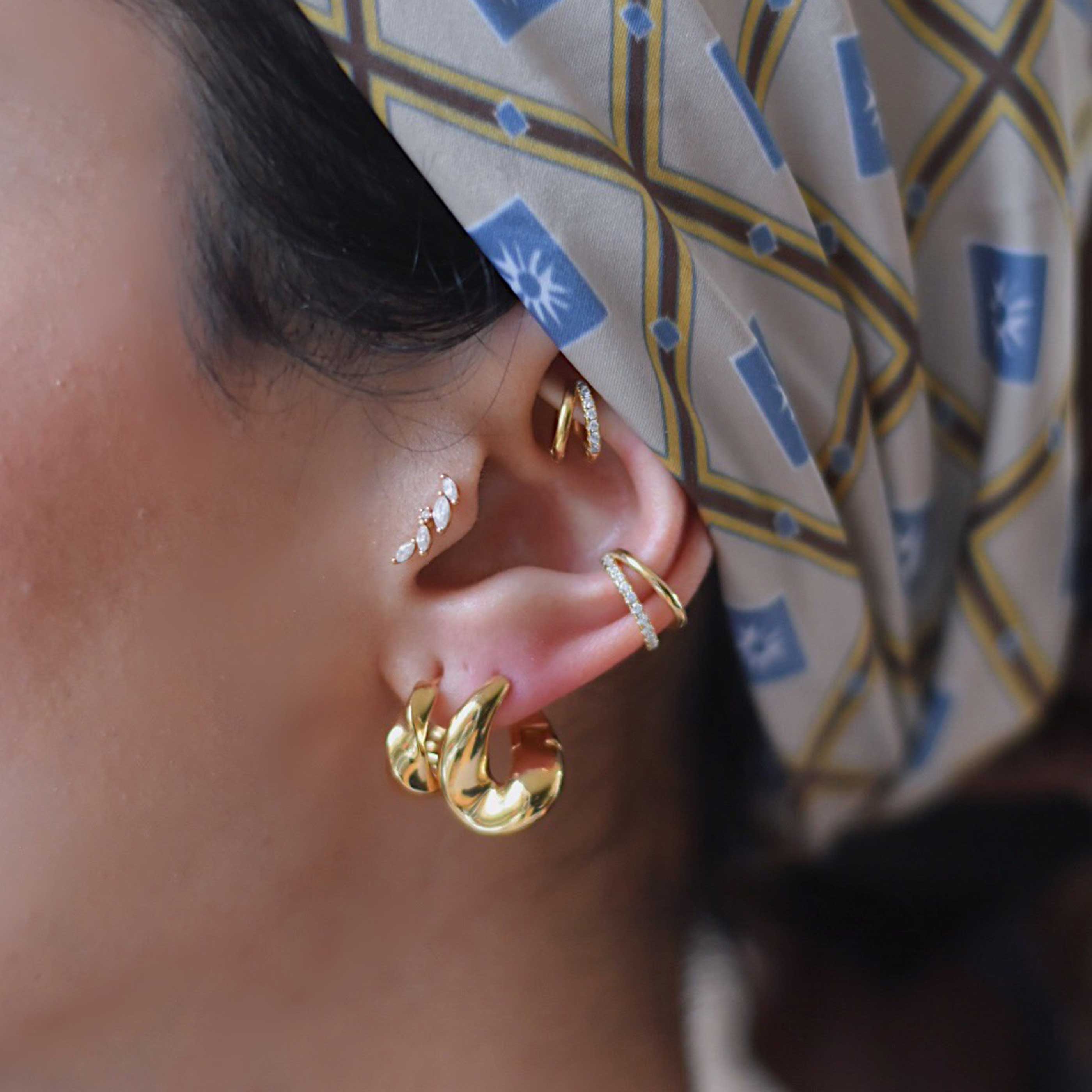 Illusion Crystal Ear Cuff in Gold - Image 5