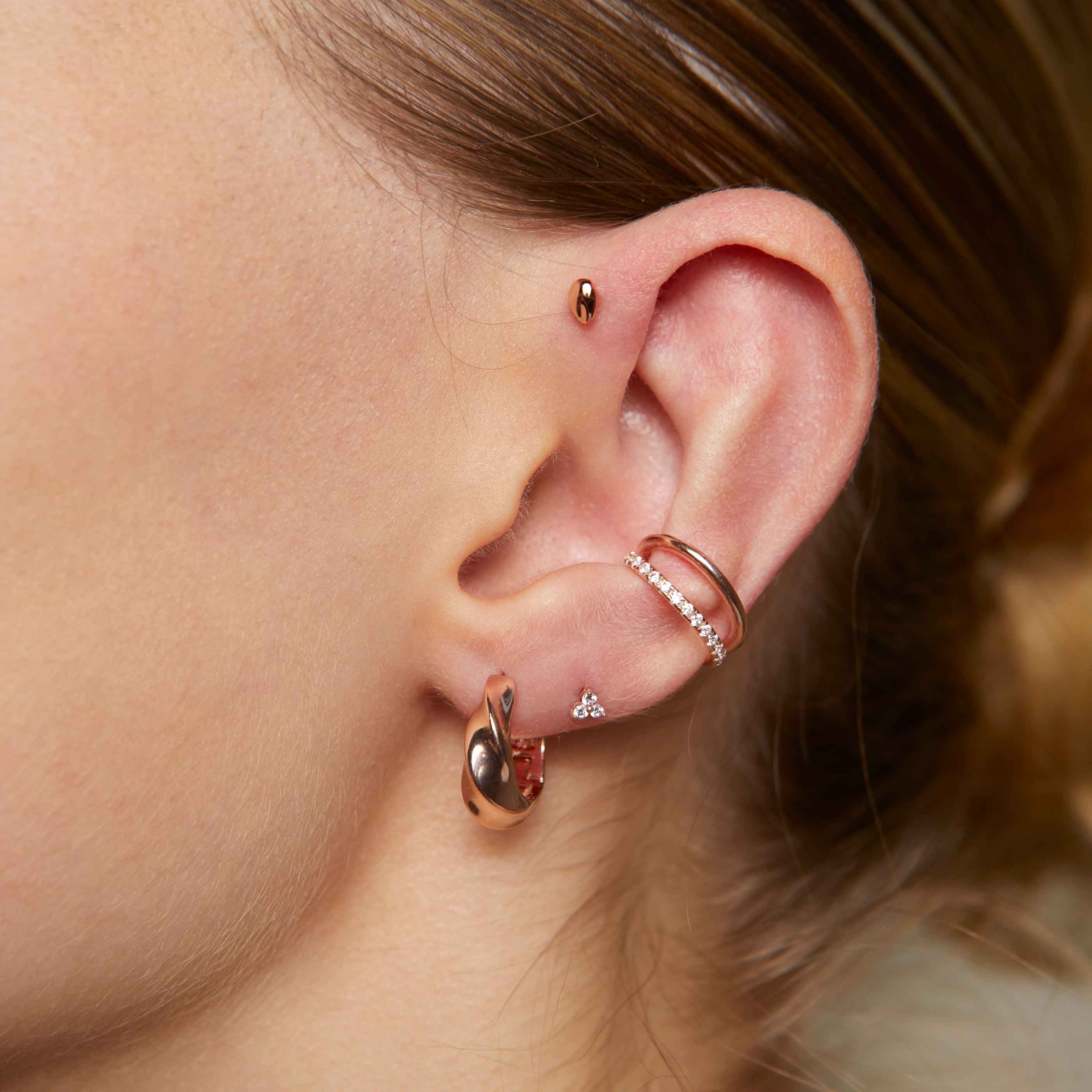 Illusion Crystal Ear Cuff in Rose Gold - Image 4