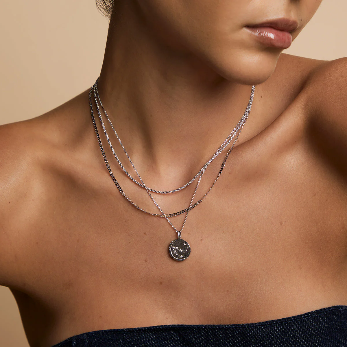Illusion Double Chain Necklace in Silver - Image 4